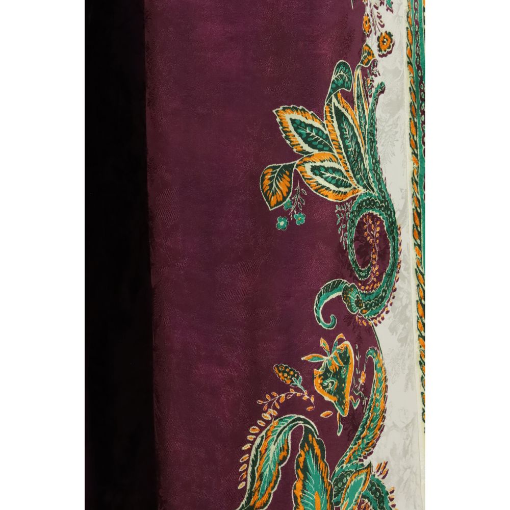 Alemais Women's Relaxed Fit Regular Silk & Viscose Casual Pants - Purple Floral Print