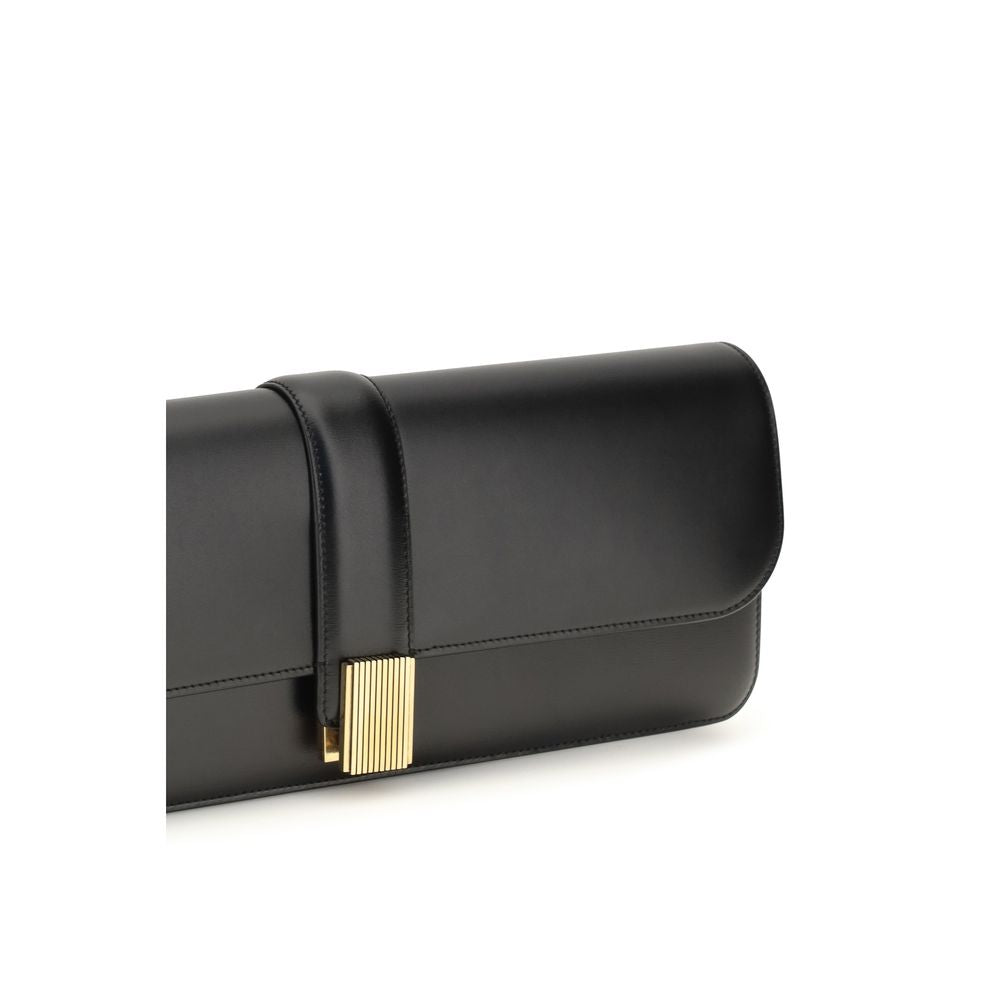 Khaite Blake Bio-Acetate Box Flap Clutch Handbag - Black Gold