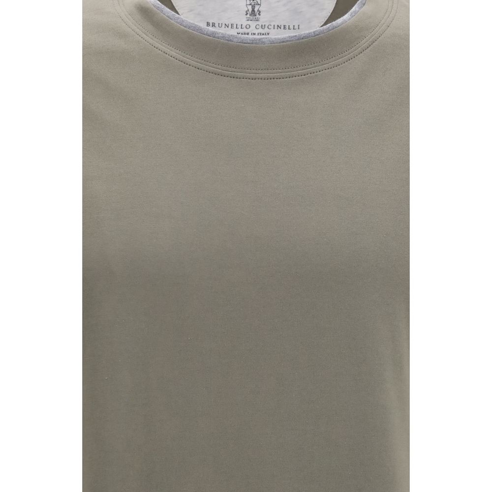 Brunello Cucinelli Men's Regular Fit Cotton T-Shirt - Bicolour Patterned