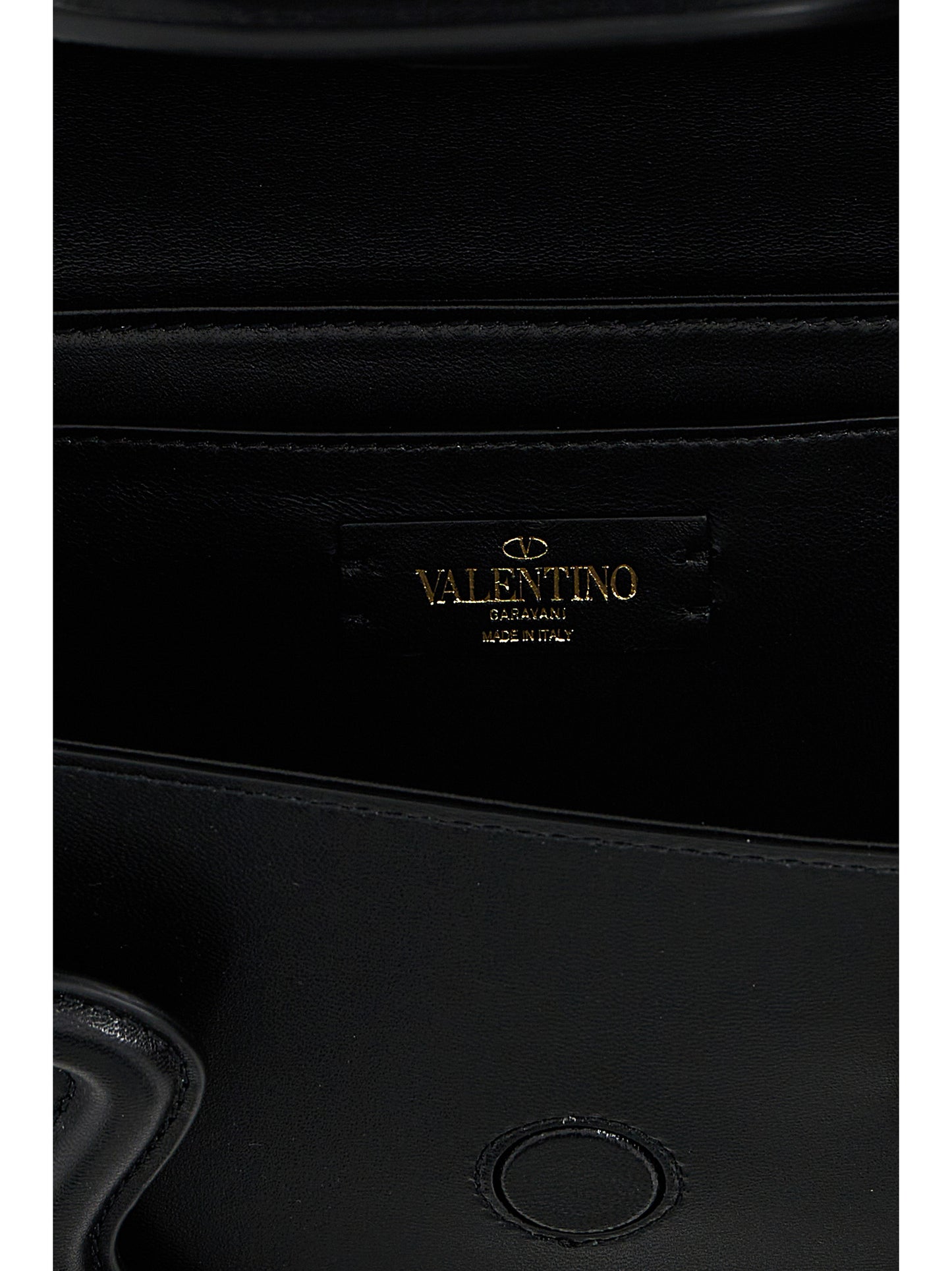 Valentino Garavani Le Grand Deuxieme V Logo Leather & Metal Shoulder Flap Bag - Black Signature