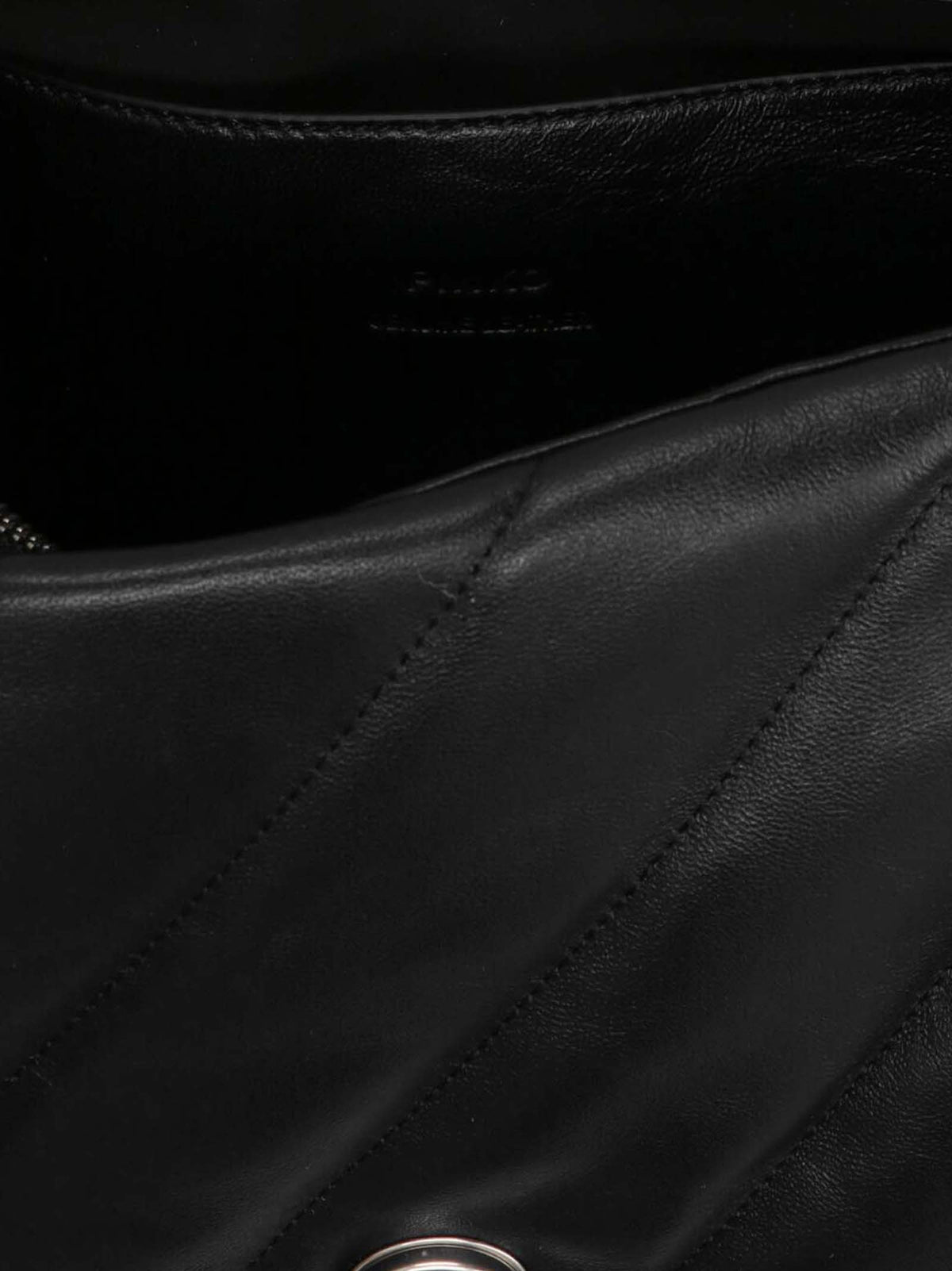 PINKO Love Birds Puff Lamb Leather Quilted Crossbody Flap Handbag - Black