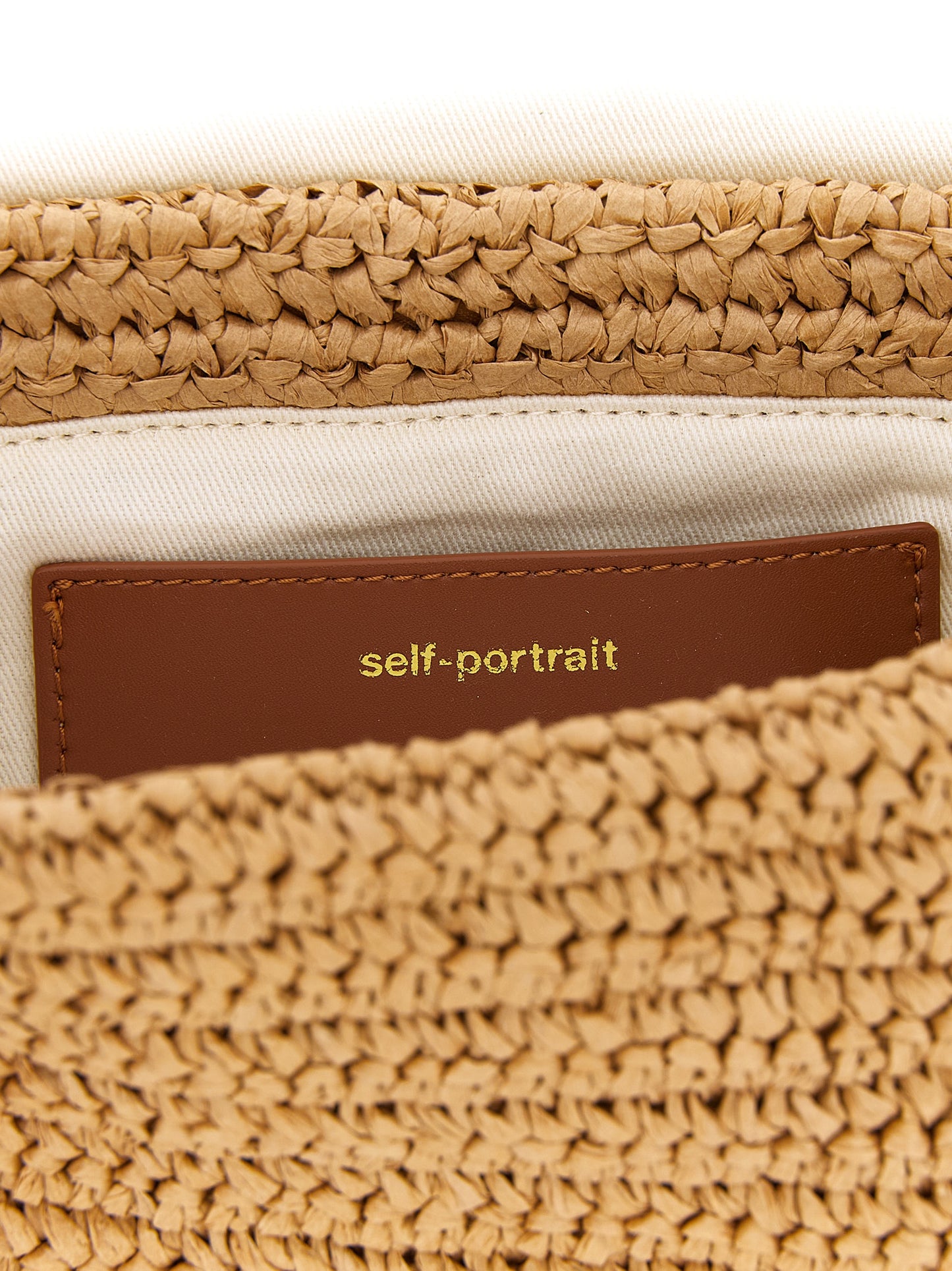 Self-Portrait Beige Raffia Shoulder Bag