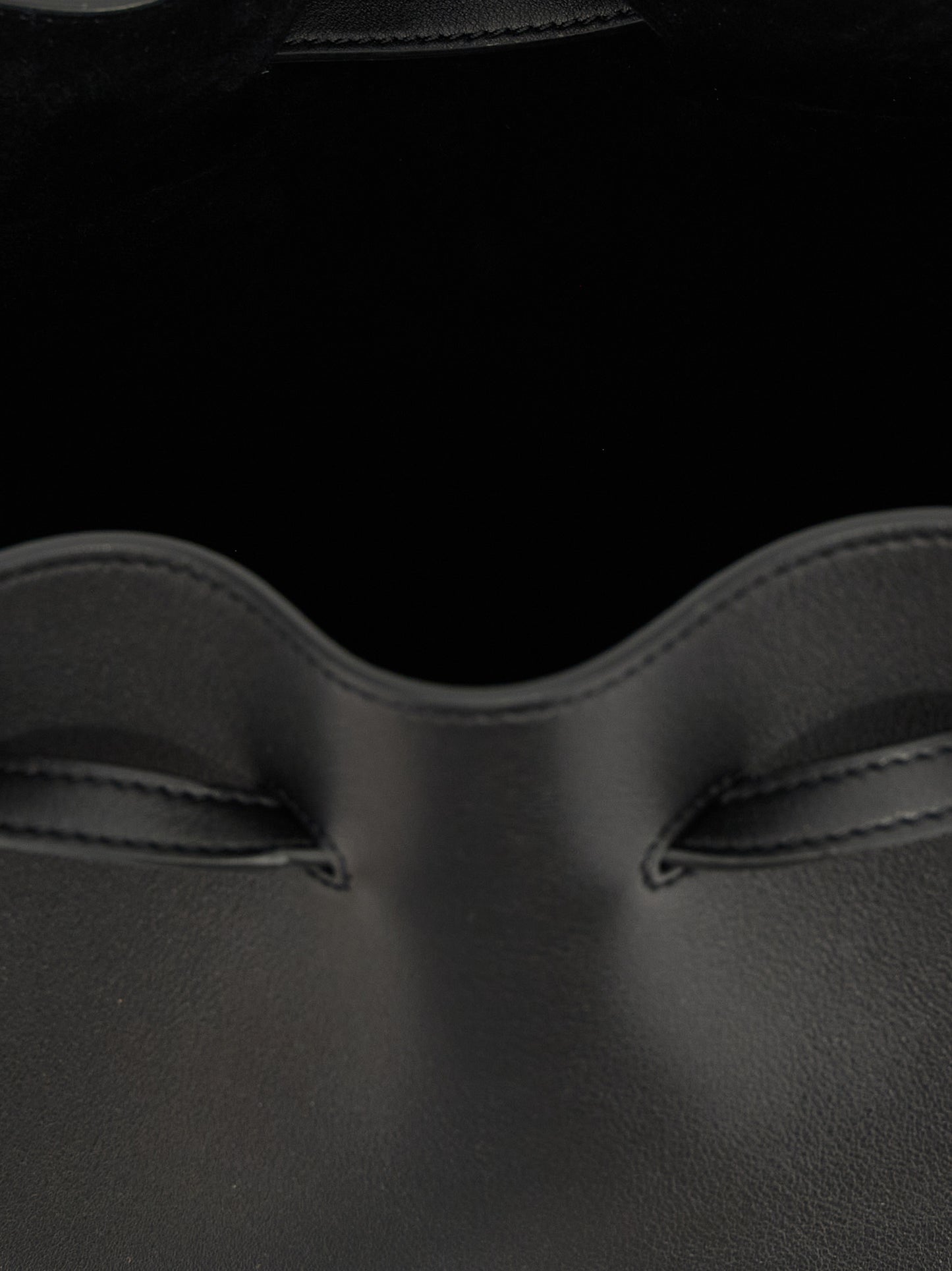 Valentino Garavani V Logo Calfskin Leather Shoulder Drawstring Bag - Black Signature