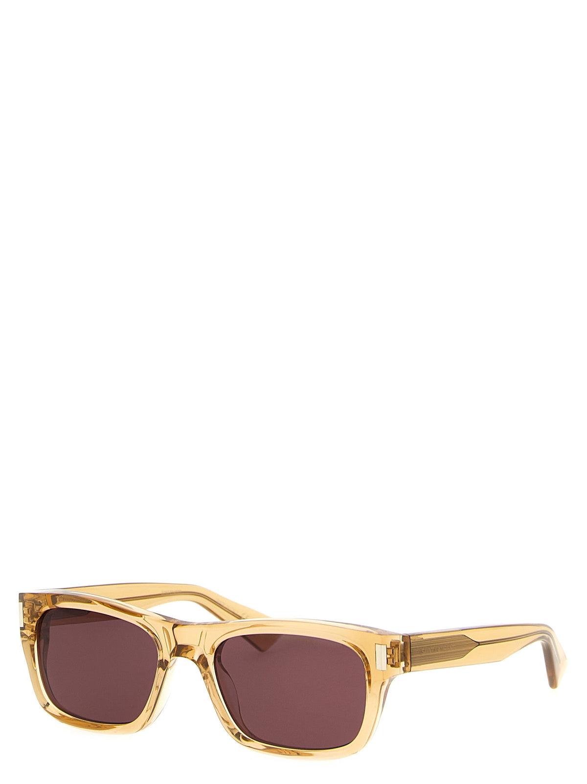 Sunglasses by Saint Laurent for men in calfskin leather beige showcases a ethereal silhouette, featuring beige coloured frame with for a ethereal finish.