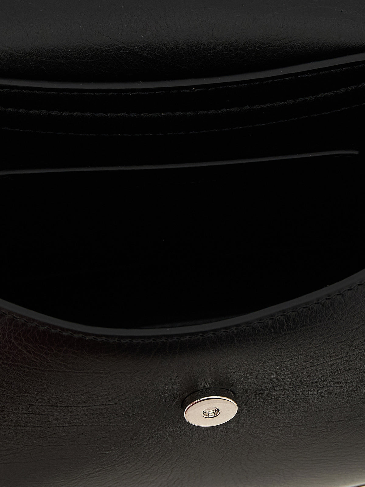 Jil Sander Eldorado Bos Taurus Calf Suede Leather Crossbody Flap Handbag - Black