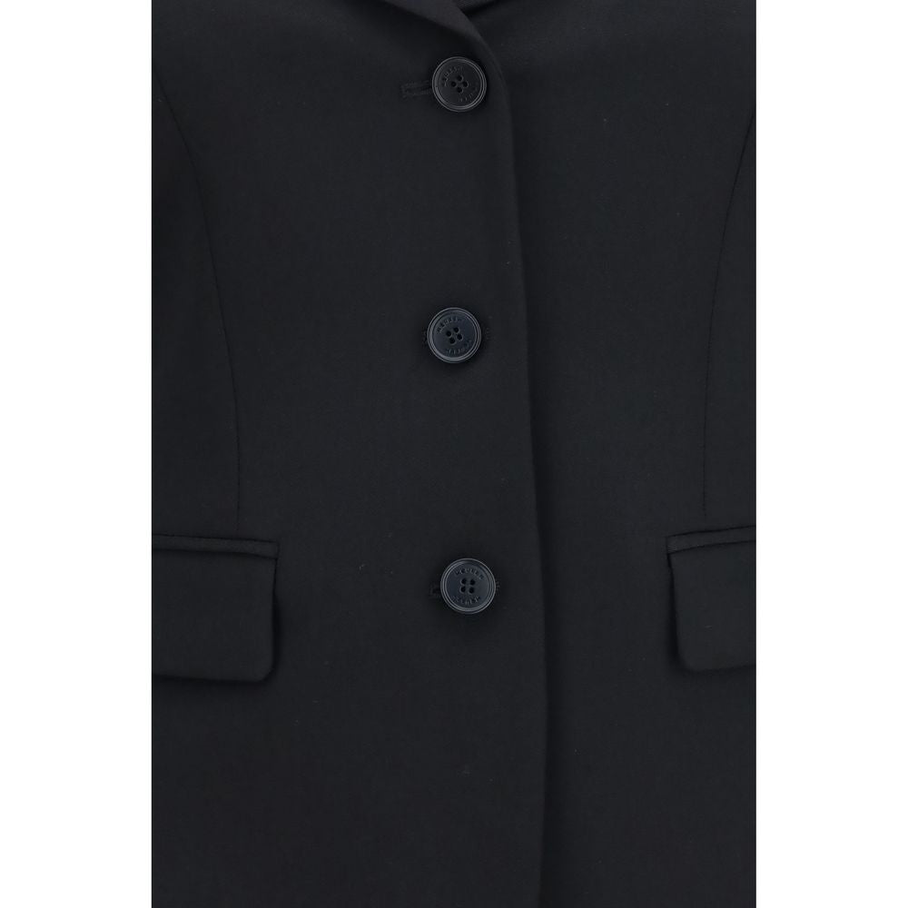 Alexander McQueen De Poudre Women's Single Breasted Merino Wool Overcoat - Black