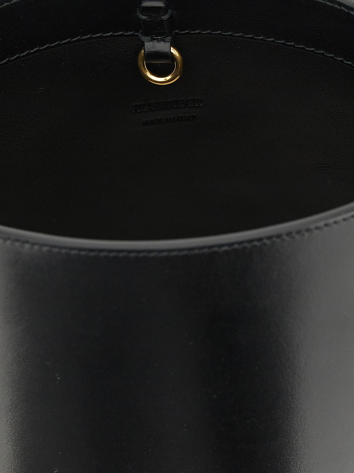 Jil Sander Cannolo Calfskin Leather Shoulder Clutch Bag - Black