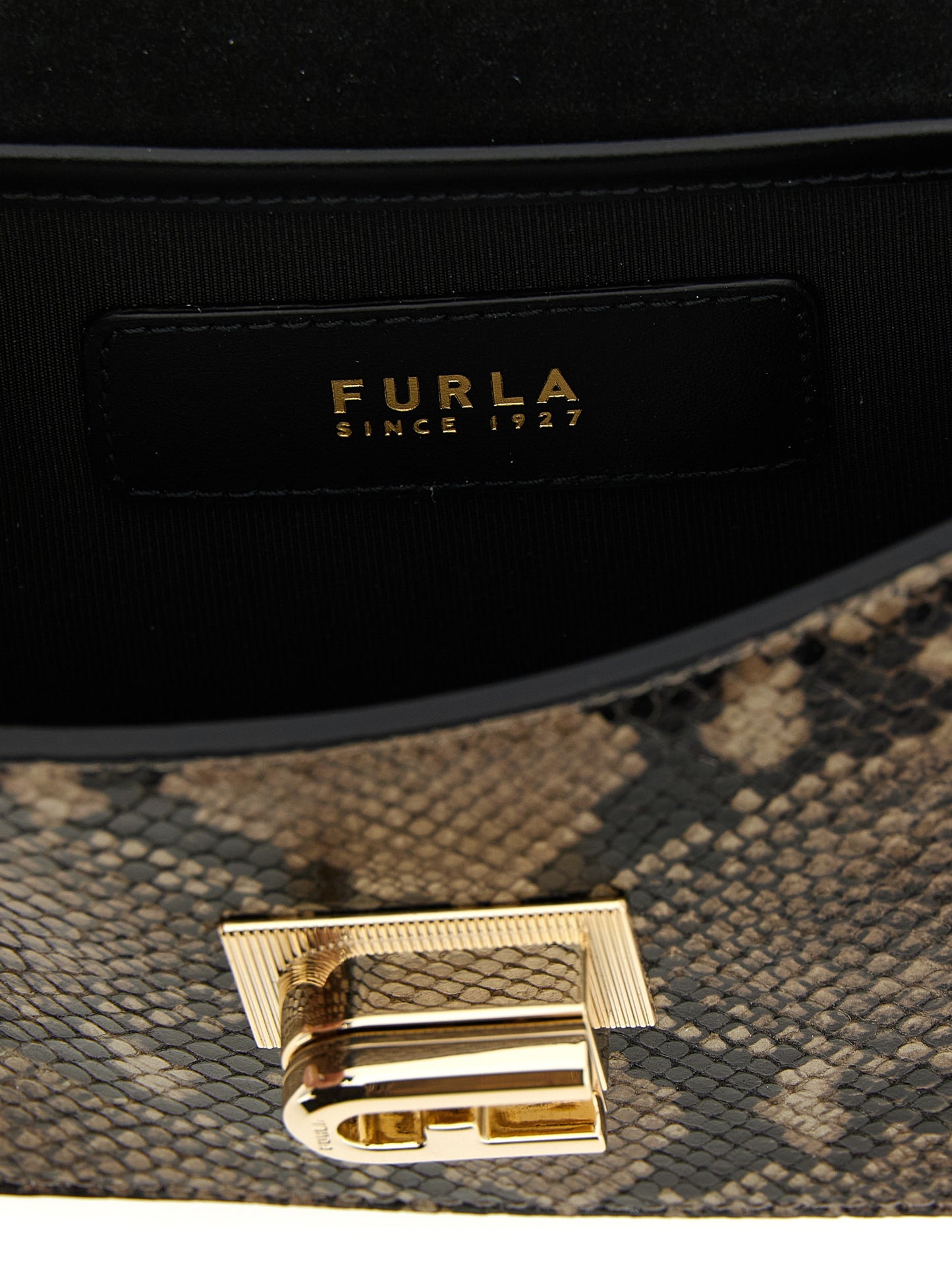 Furla 1927 Calfskin Leather Mini Crossbody Flap Handbag - Gray