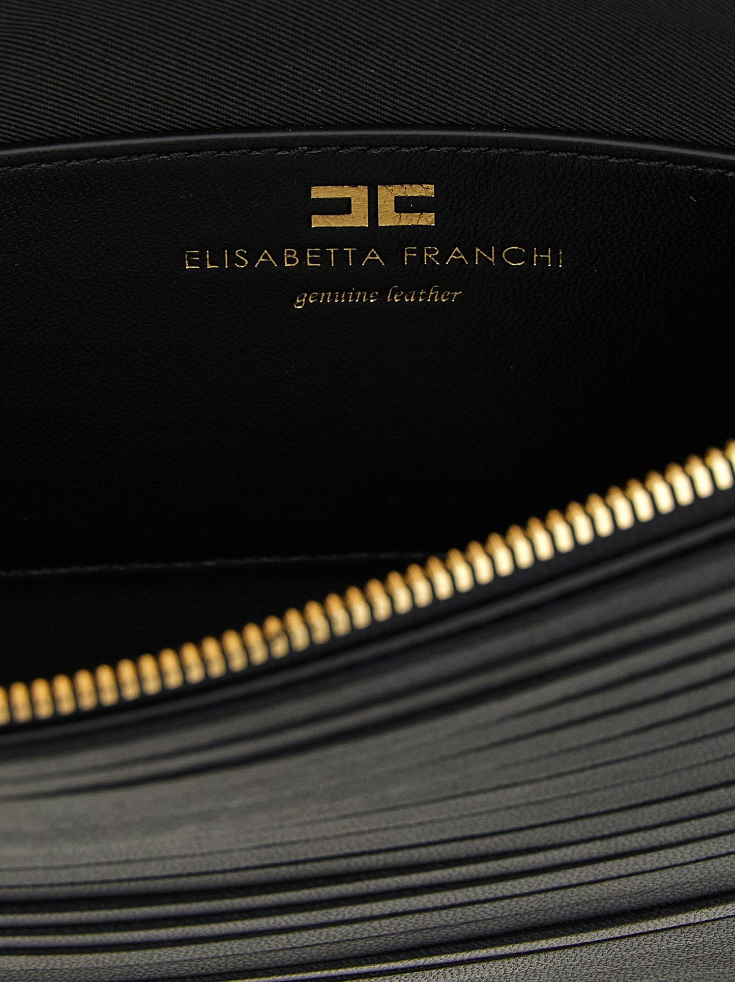 Elisabetta Franchi Black Leather Clutch Bag
