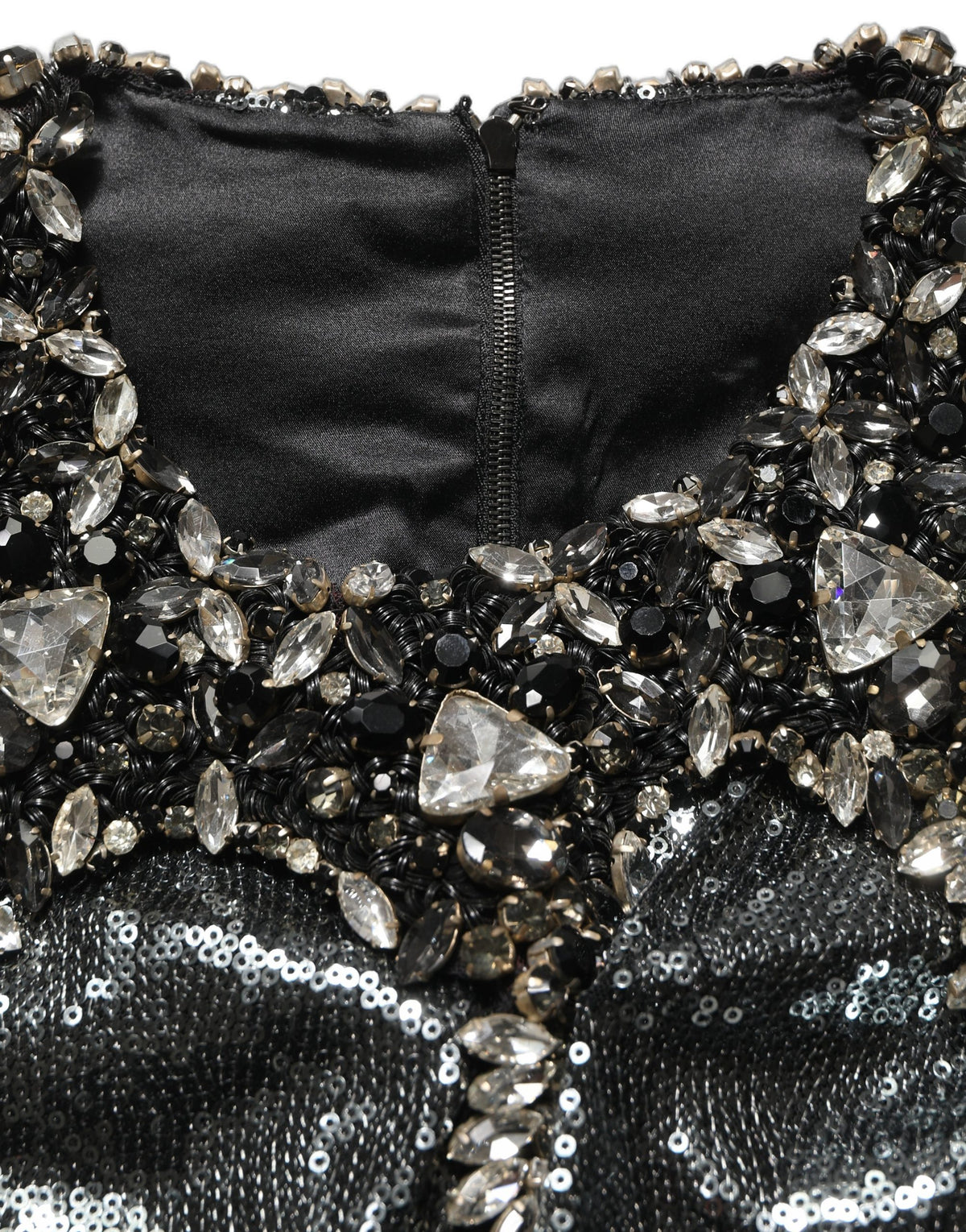 Dolce & Gabbana Women's Long-Sleeve Silk Crystal Sequins & Polyester Blouse - Charcoal Gray