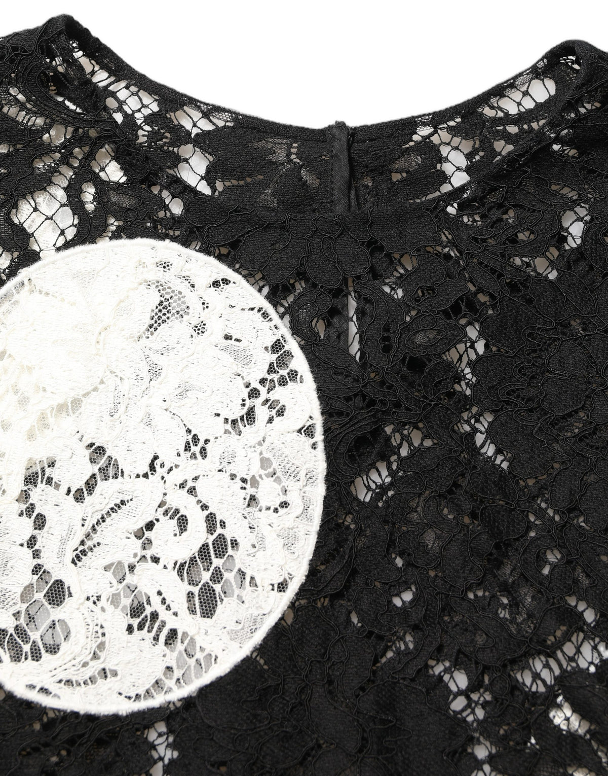 Dolce & Gabbana Women's Short-Sleeve Round Neck Cotton Silk Viscose & Lace Blouse - Black White Floral