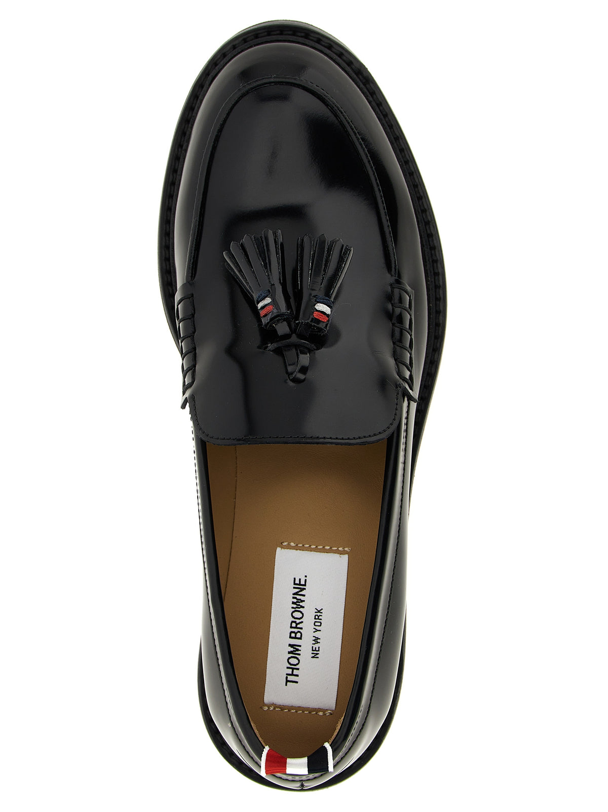 Thom Browne Women's Bos Taurus Calfskin Leather Flat Loafer Slip-On Shoes - Black Signature