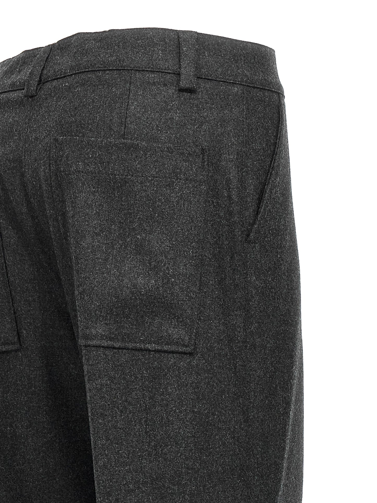 Cargo Pants by P.A.R.O.S.H. for women in cashmere virgin wool gray presents a on trend silhouette, artfully finished with a on trend regular-fit, long, and for a sophisticated look.