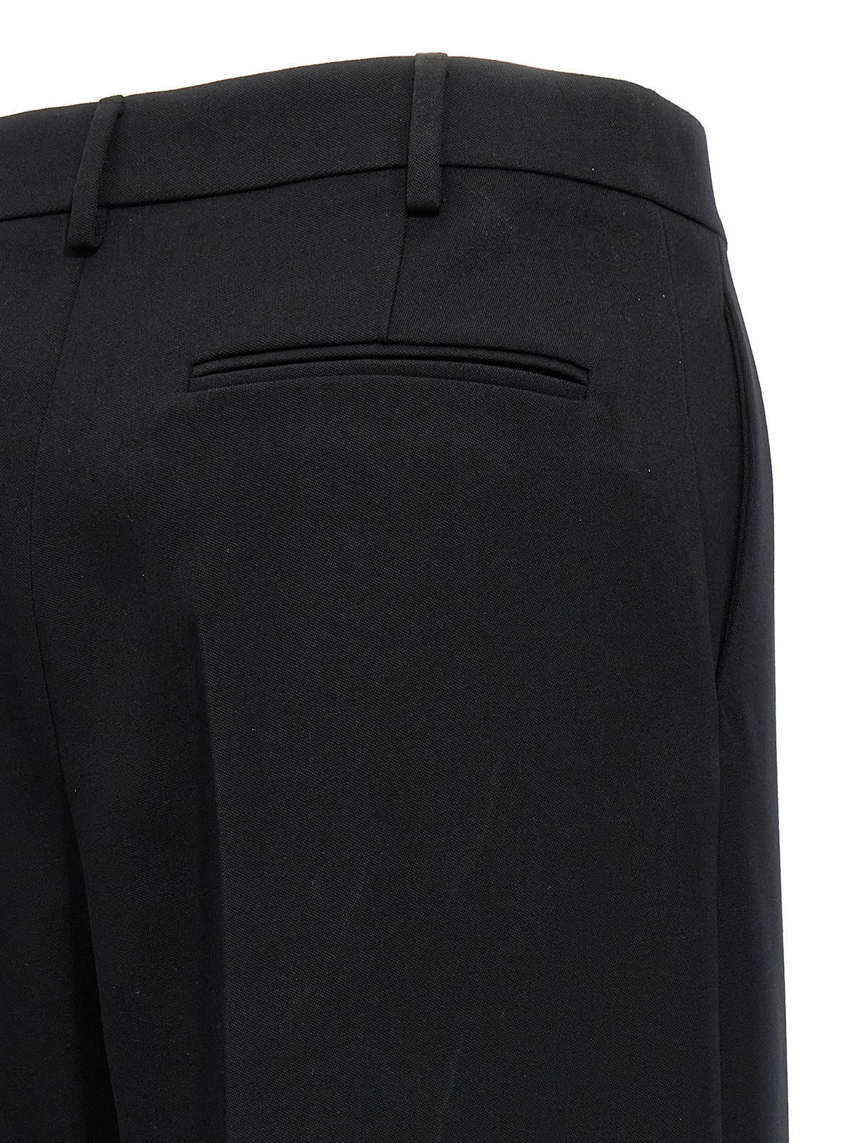 Valentino Garavani Women's Straight Leg Wide Virgin Wool Trousers - Black