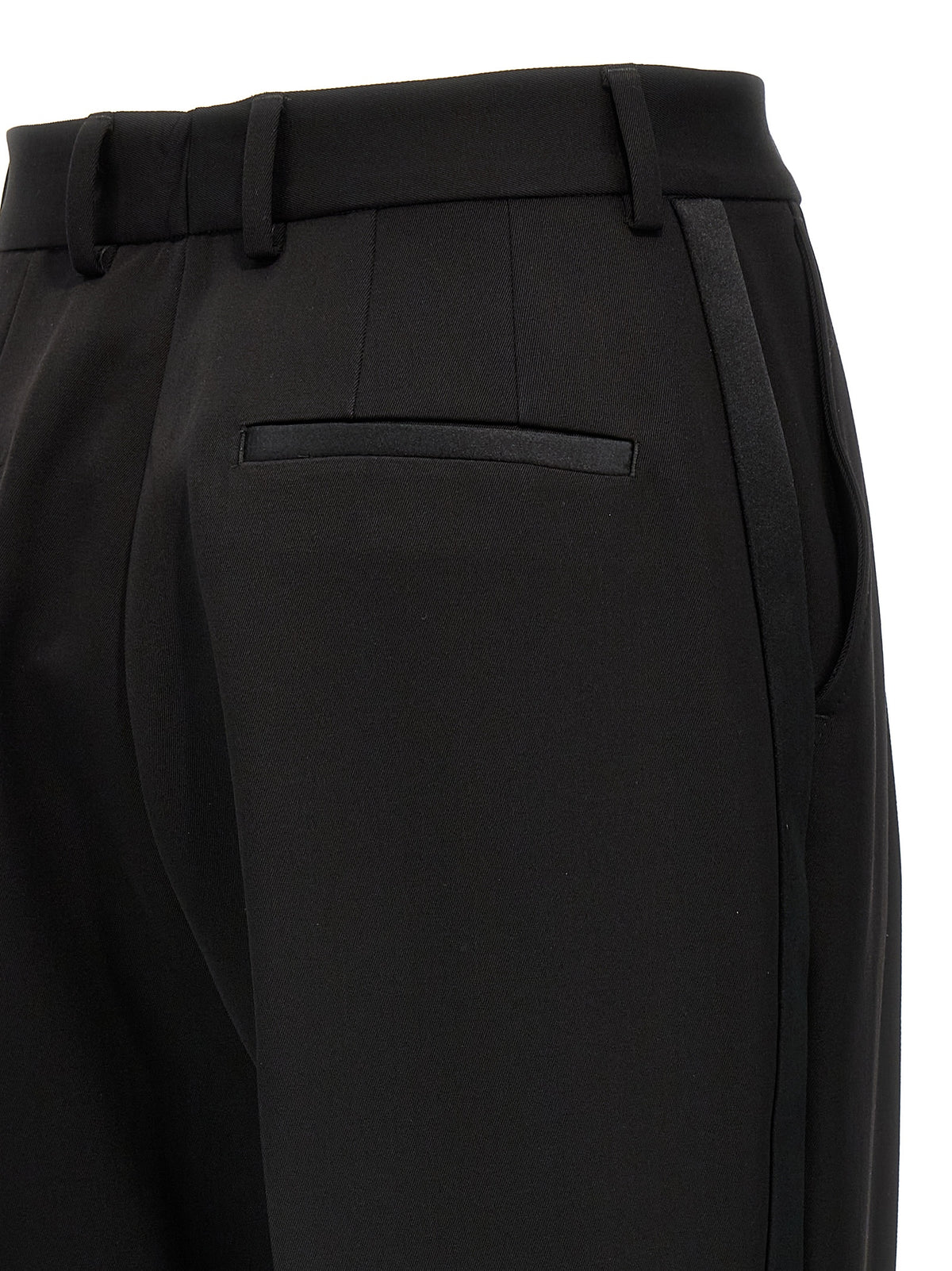Dolce & Gabbana Women's High Rise Virgin Wool Polyester & Silk Trousers - Black