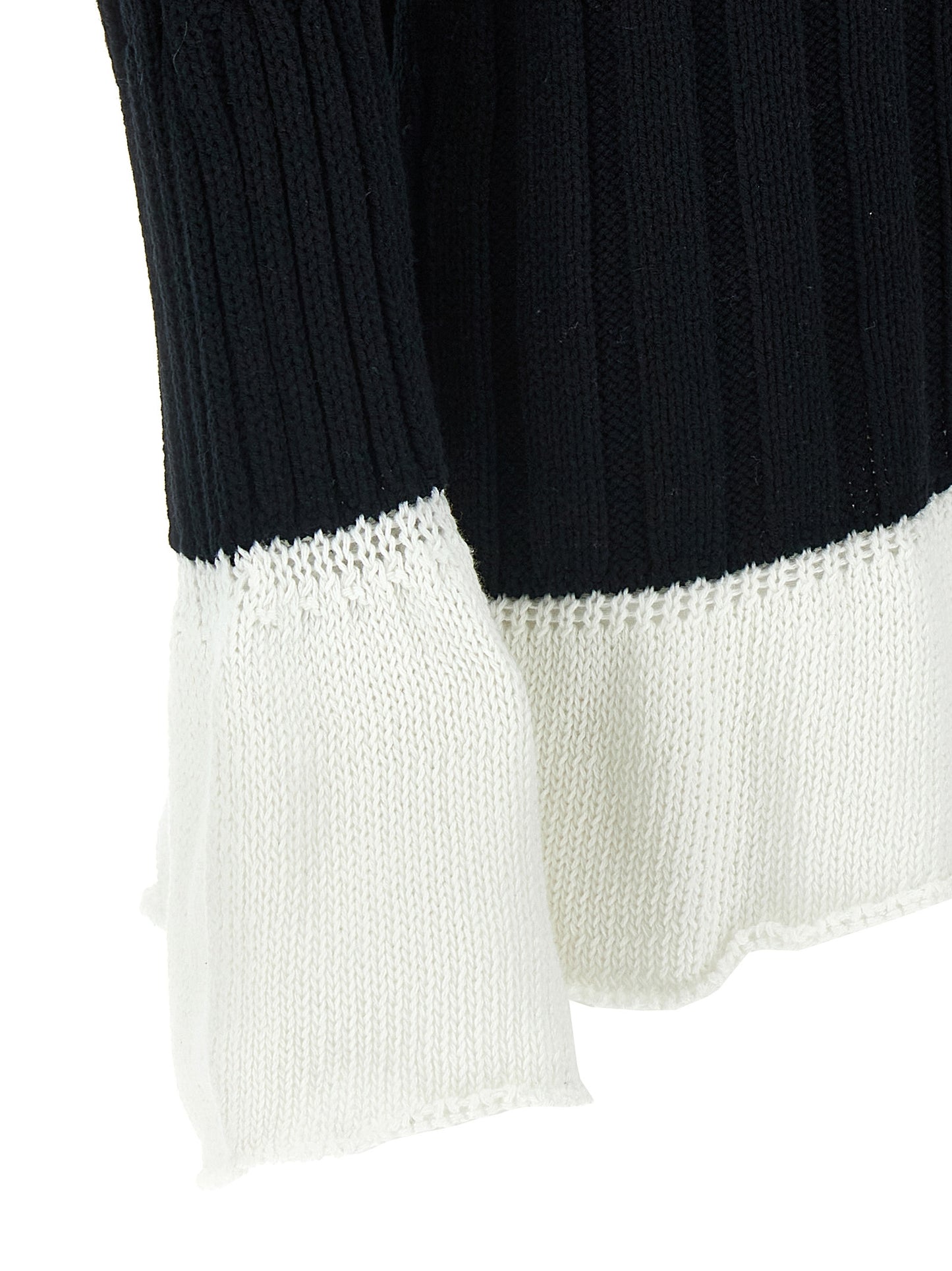 Issey Miyake Women's Round Neck Cotton Cardigan - Bicolour Black White