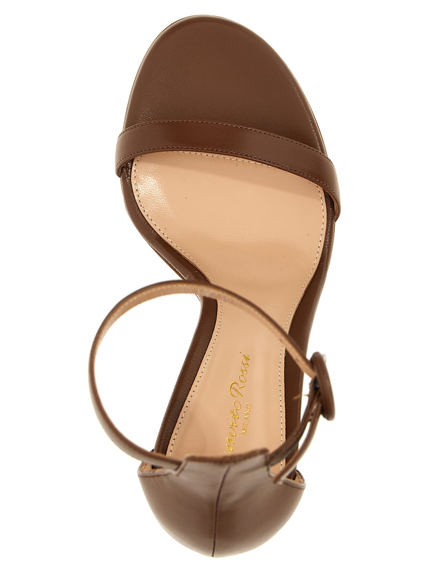 Gianvito Rossi Women's Goatskin Leather Stiletto Ankle Strap Sandals - Brown
