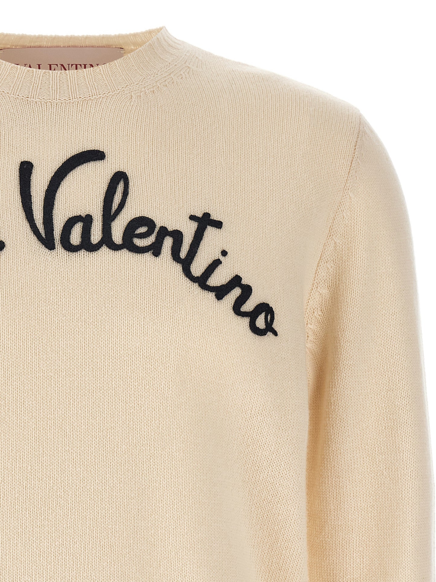 Valentino Garavani Men's Crew Neck Virgin Wool Cardigan - Beige