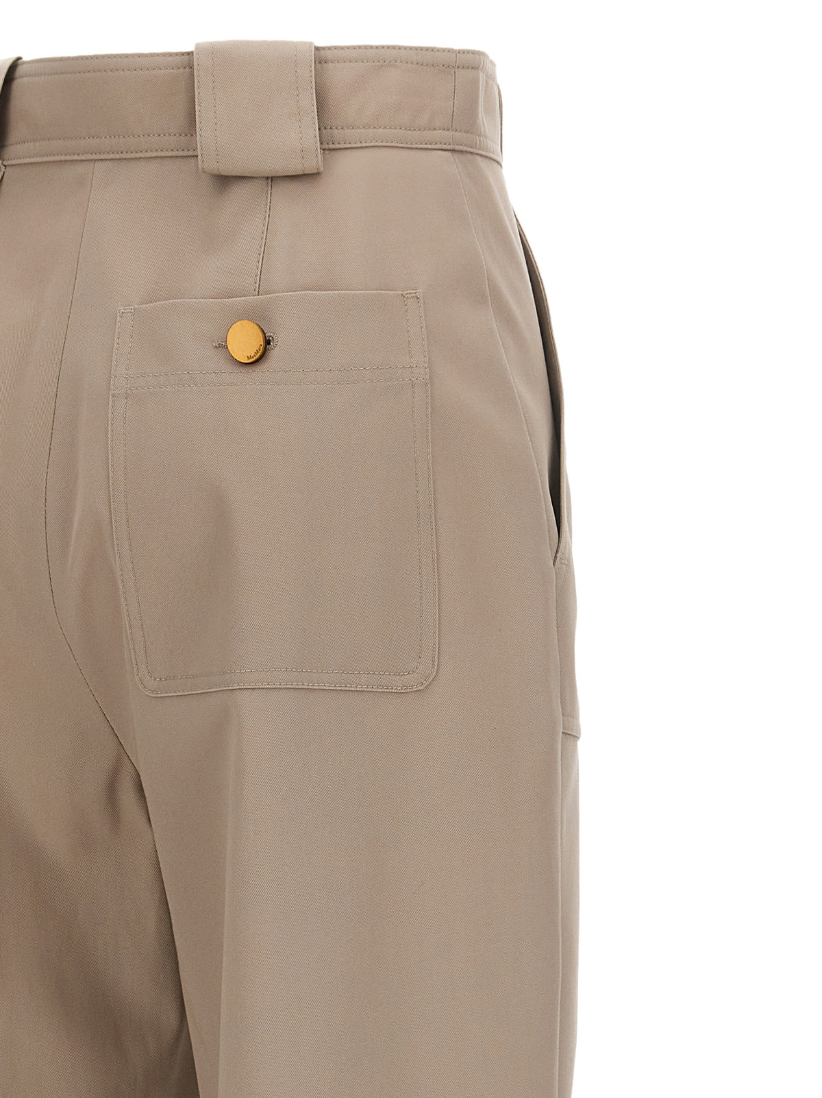 Max Mara Women's High Rise Cotton Trousers - Beige