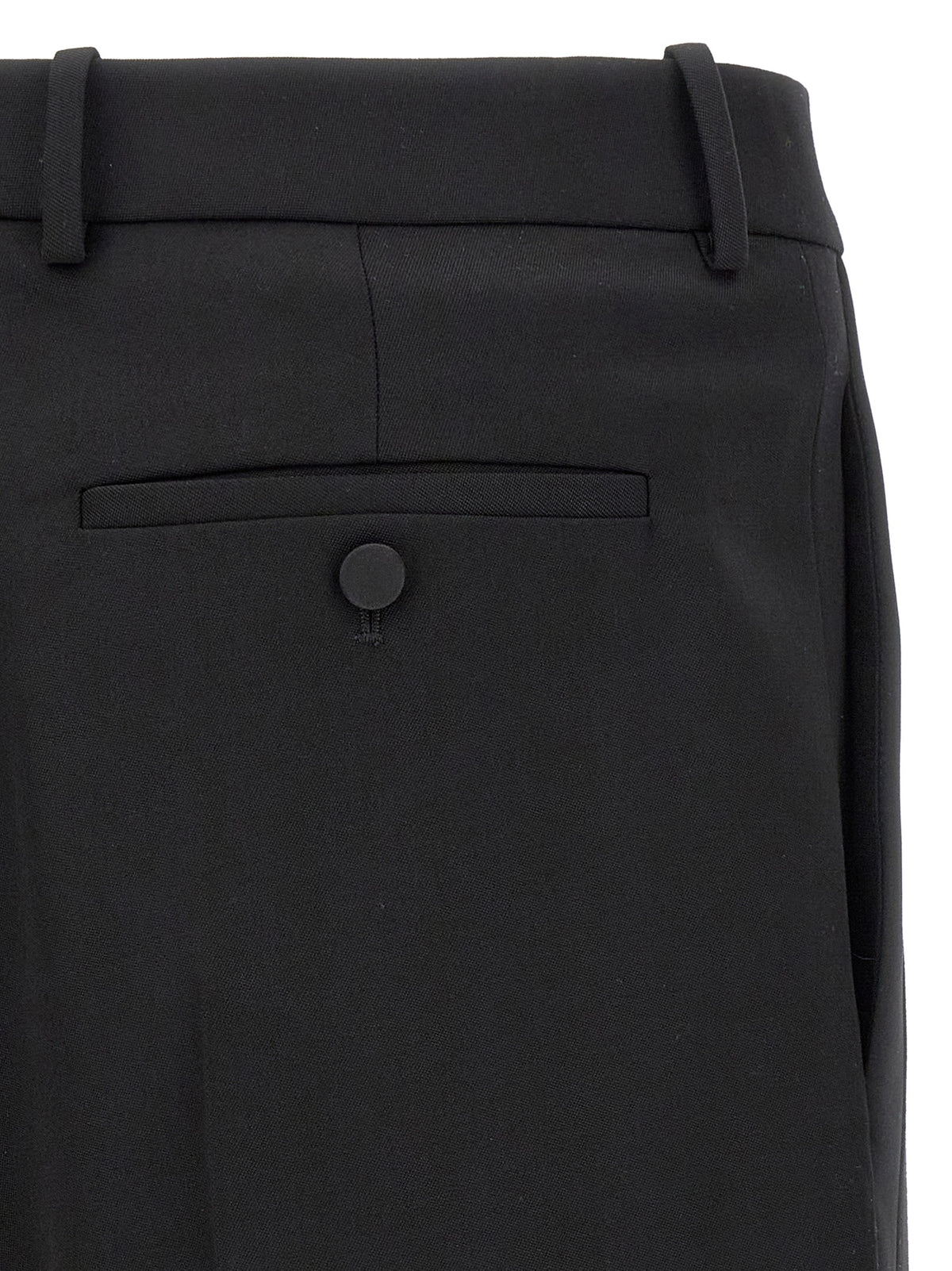 Saint Laurent De Poudre Men's High Rise Satin Wool Trousers - Black