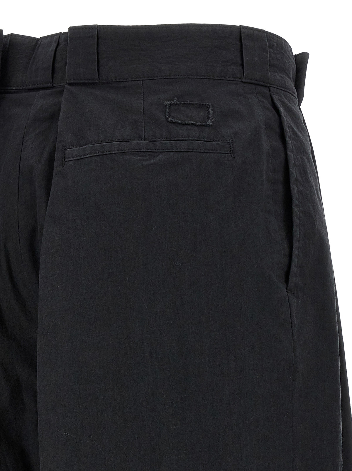 Trousers by Maison Margiela for women in polyamide cotton black & signature features a sculptural silhouette, showcasing a sculptural straight-leg & wide and long with a sophisticated for a sculptural finish.