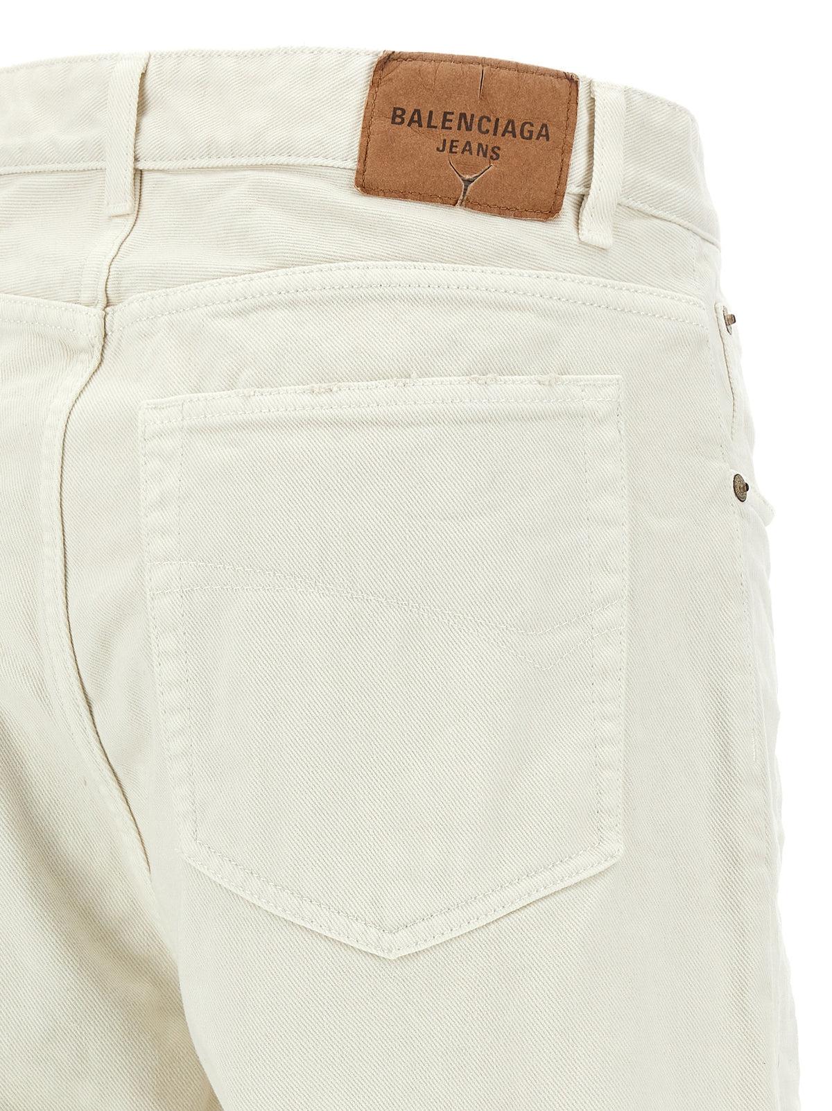 Balenciaga Women's Wide Denim Cotton Jeans - White