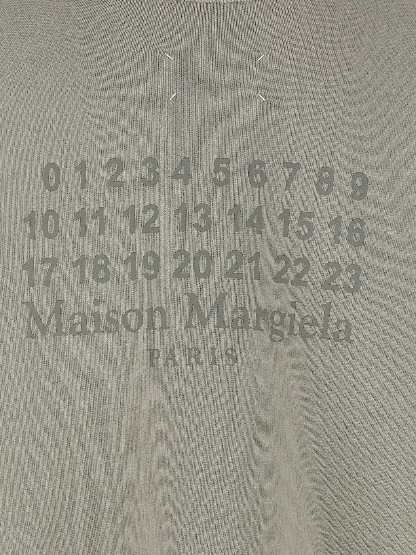 Maison Margiela Men's Cotton Sweatshirt Hoodie - Gray Signature Print