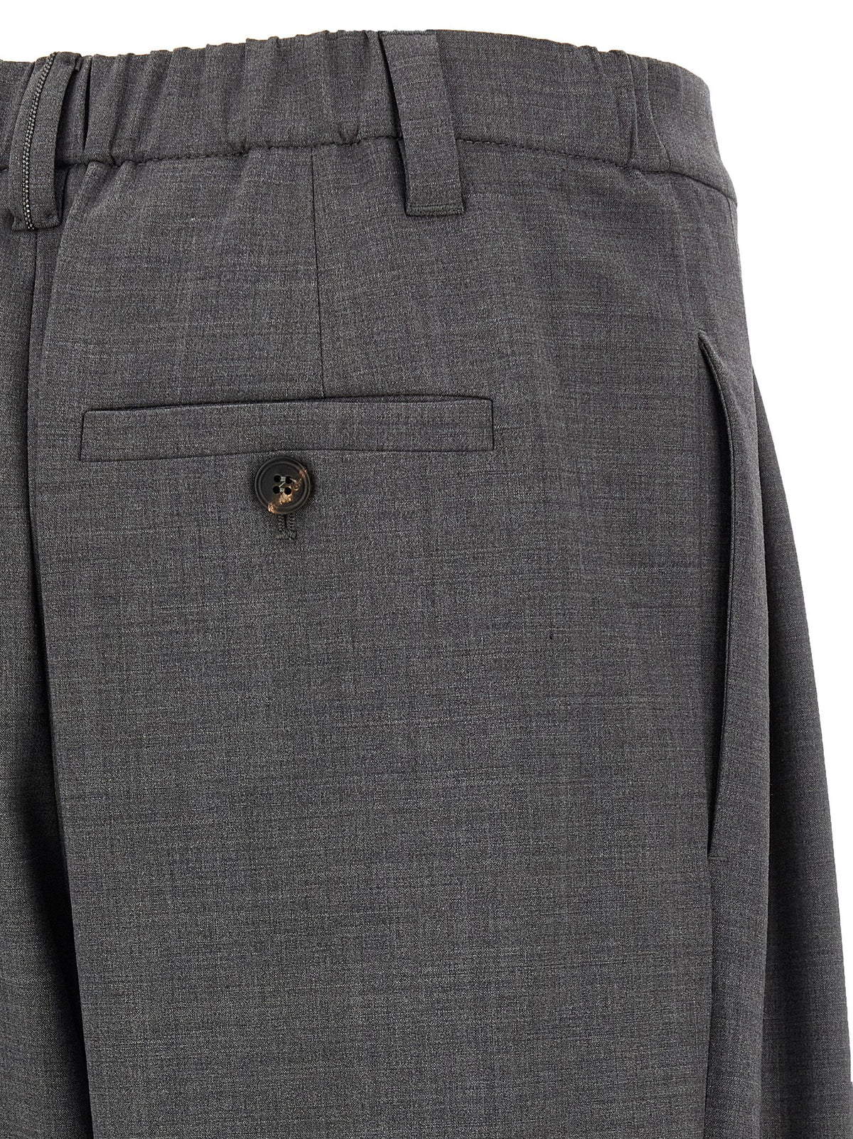 Brunello Cucinelli Monile Women's Wide Virgin Wool & Polyamide Trousers - Gray