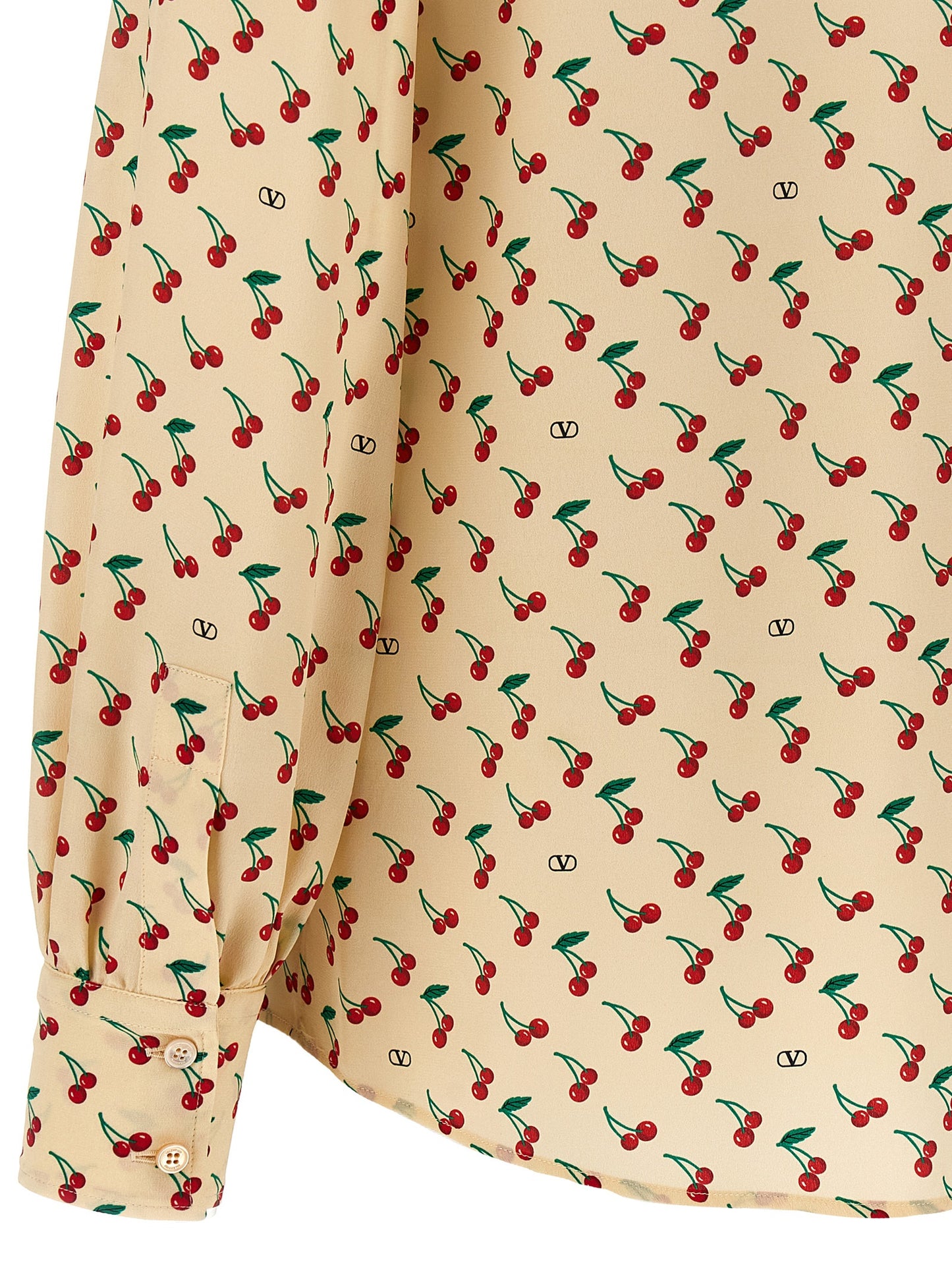 Blouse by Valentino Garavani for women in silk crepe beige, pearl & print features an polished silhouette, showcasing a sophisticated and detail for a truly polished finish.