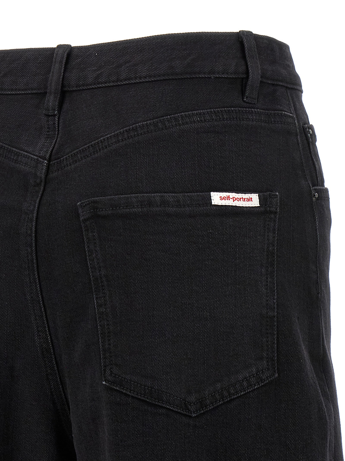 Self-Portrait 9 To 5 Women's High Rise Stretch Denim Cotton Jeans - Black
