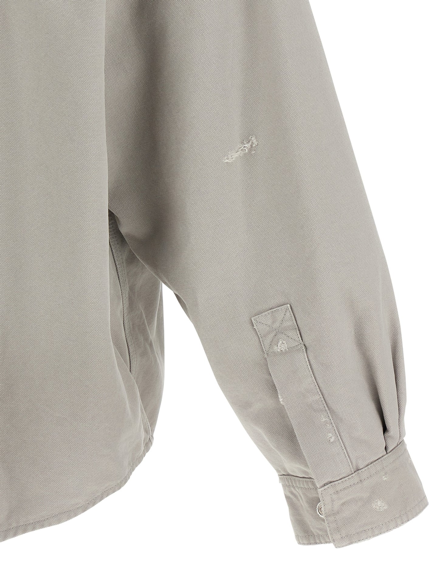 Balenciaga Men's Cotton Canvas Overshirt - Gray Patterned