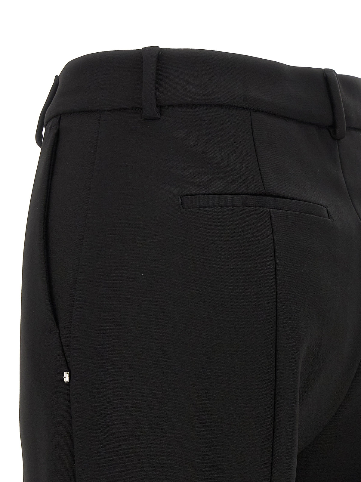Trousers by Sportmax for women in stretch viscose black features a sculptural silhouette, showcasing a sculptural cigarette and long with a sophisticated low rise for a sculptural finish.