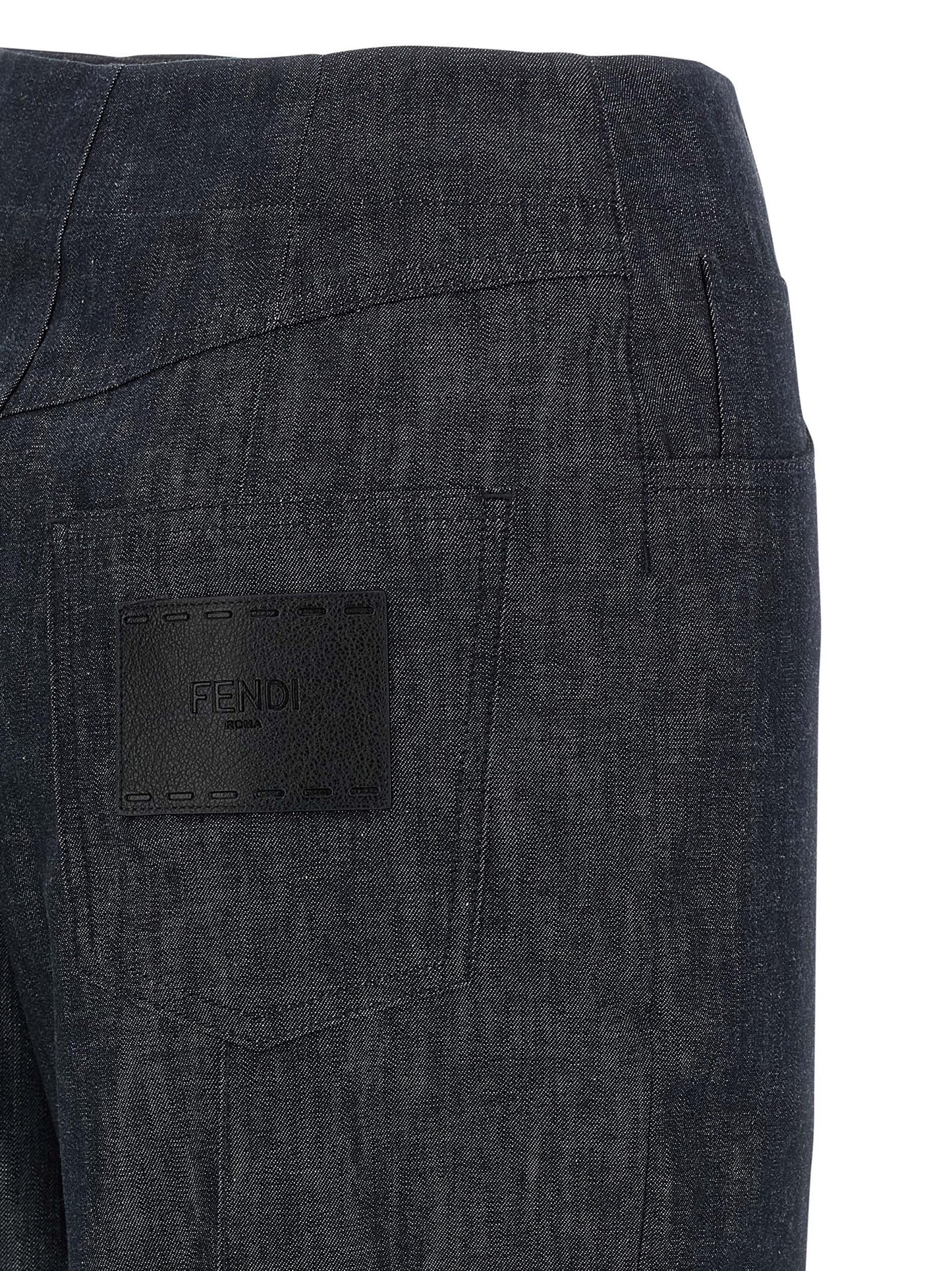 Fendi Blue Cotton High-Waisted Jean