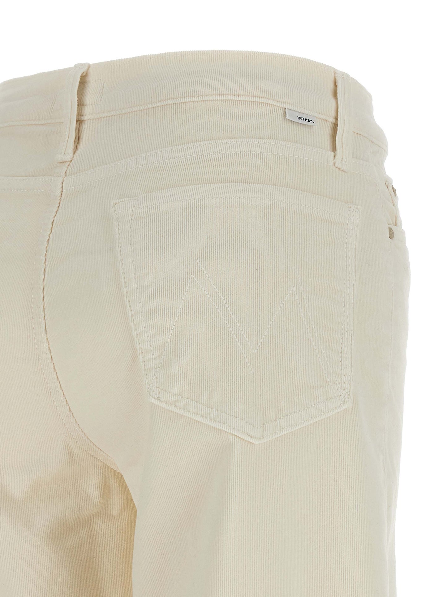 Mother Denim Women's Flared Polyester Cotton Denim Corduroy Trousers - White