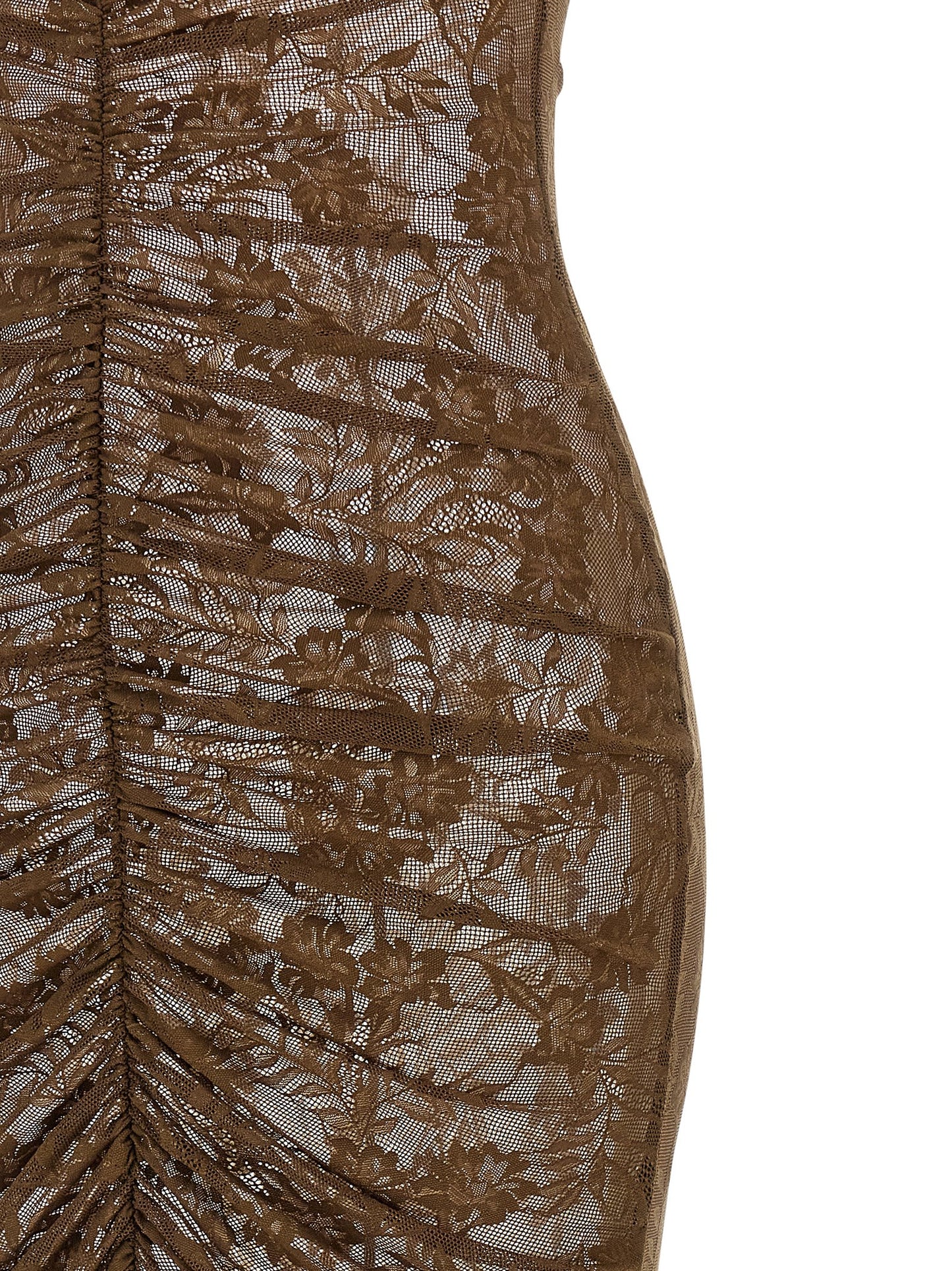 Dress by Norma Kamali for women in stretch polyamide bicolour, green & transparent presents a sinuous silhouette, showcasing a sophisticated and detailed with a sinuous long for a refined finish.
