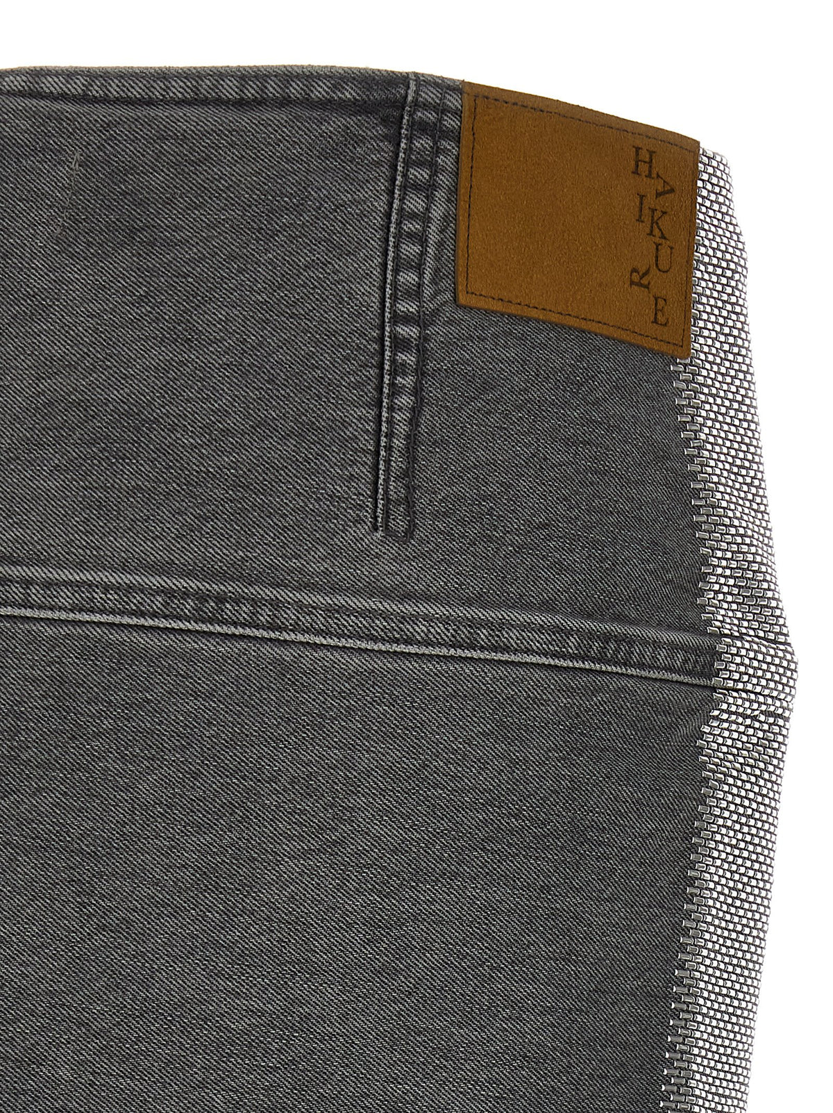 Haikure Women's Denim Cotton & Suede Leather Long Skirt - Gray