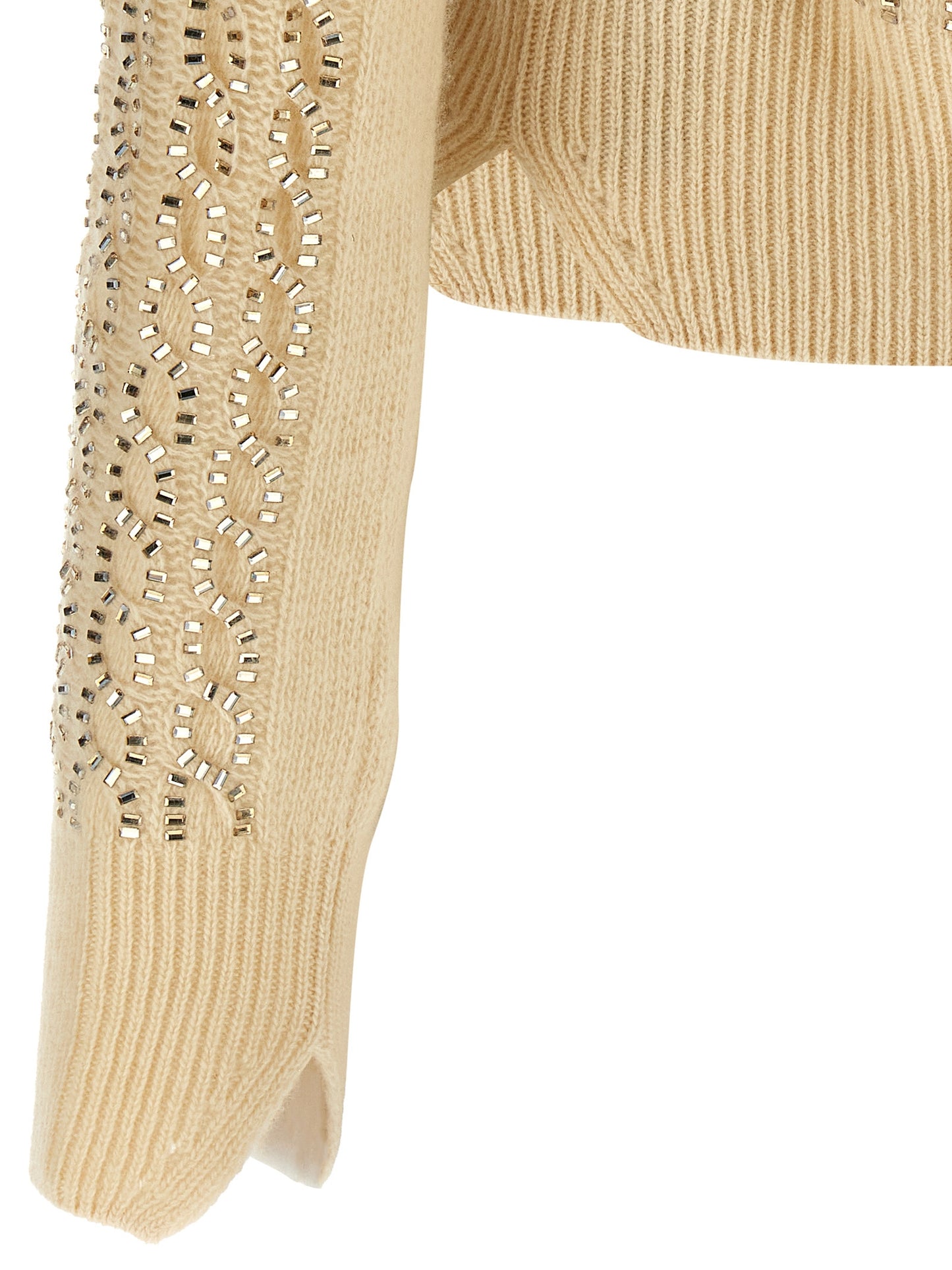 Ermanno Scervino Women's Crew Neck Cashmere Virgin Wool Cardigan - Beige Patterned