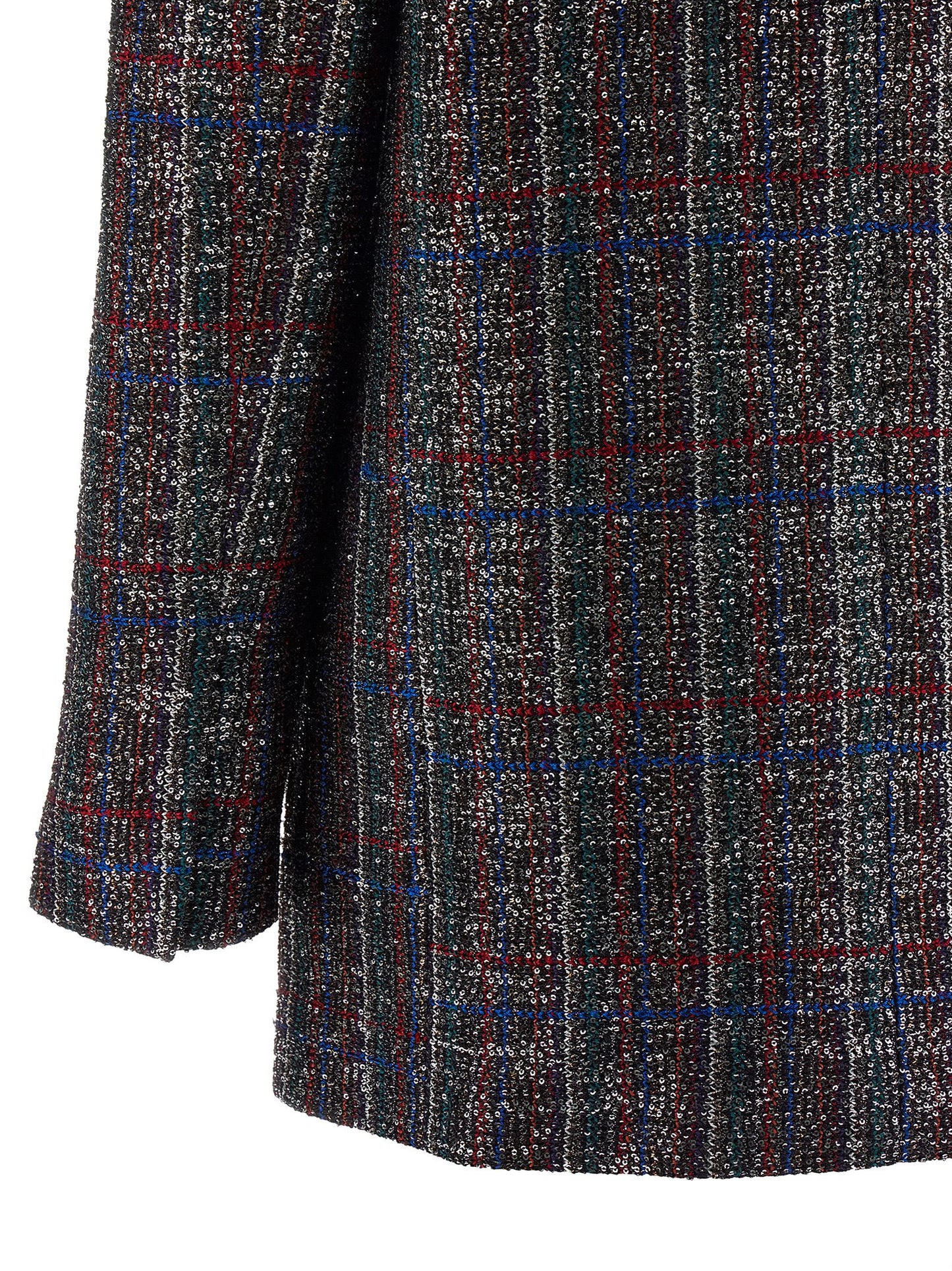 Missoni Women's Padded Double Breasted Metallized Fiber Polyamide Polyester & Sequins Blazer - Multicolor Patterned Tartan