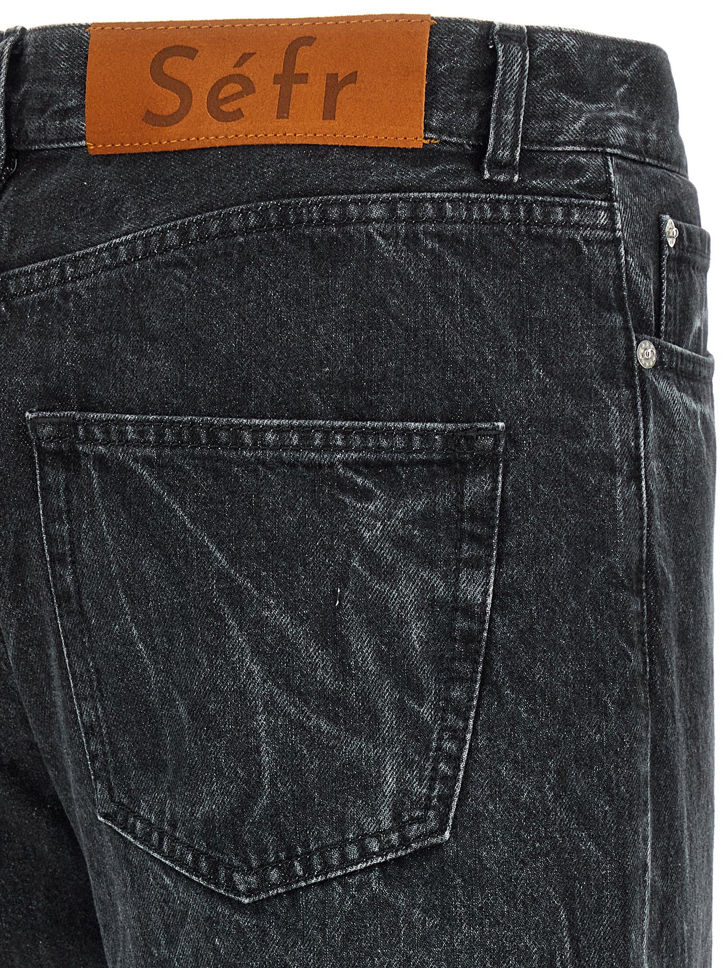 SÉFR Men's Straight Leg Regular Fit Denim Cotton Twill Jeans - Black