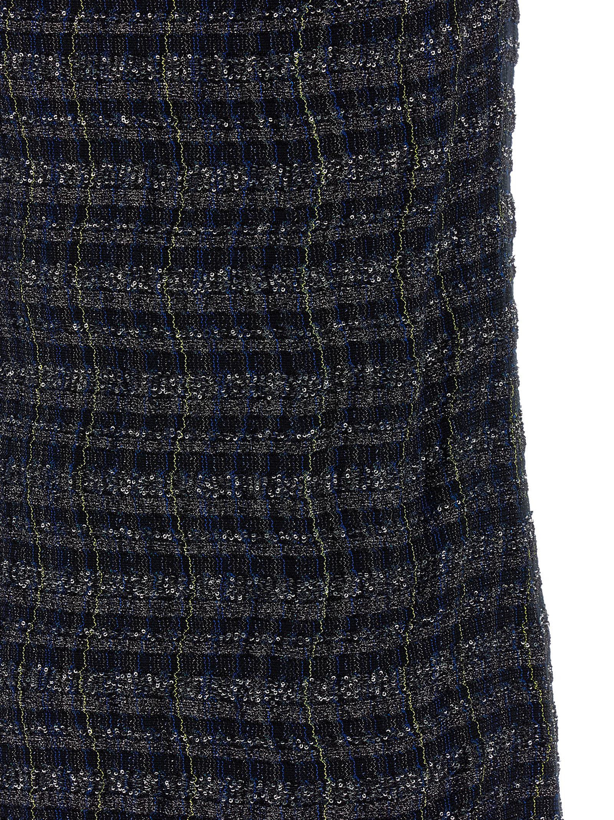 Missoni Women's Flared Sleeveless Crew Neck Poly Cotton Viscose Metallized Fiber Wool Dress - Multicolor Patterned