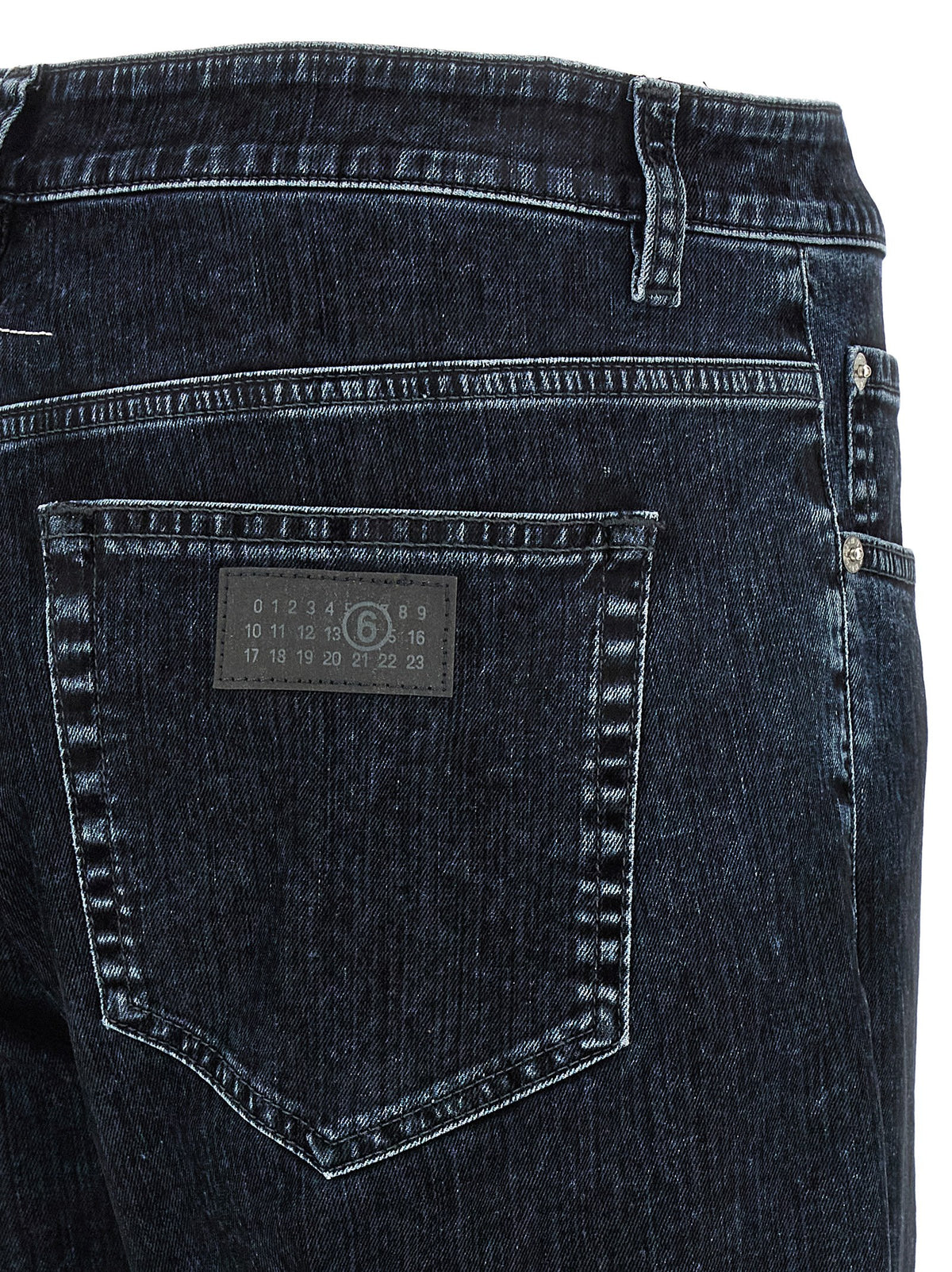 MM6 Maison Margiela Men's Straight Leg Stretch Denim Cotton Jeans - Black Natural White Signature