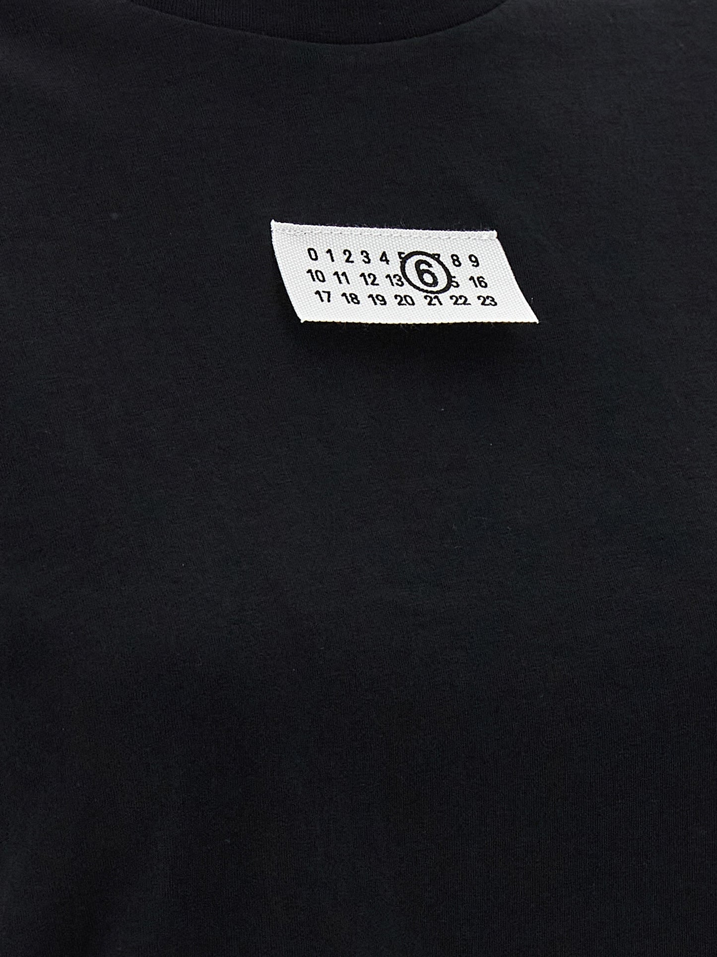 MM6 Maison Margiela Women's Crew Neck Cotton T-Shirt - Black White Signature