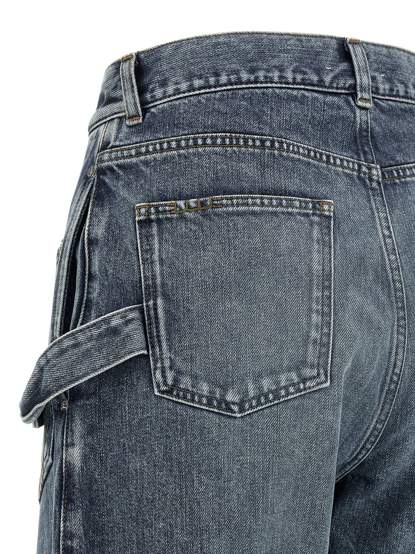 Jeans by J.W.Anderson for women in cotton denim blue features an refined tailoring silhouette, showcasing a premium wide with a low rise and long cut for a refined tailoring look.