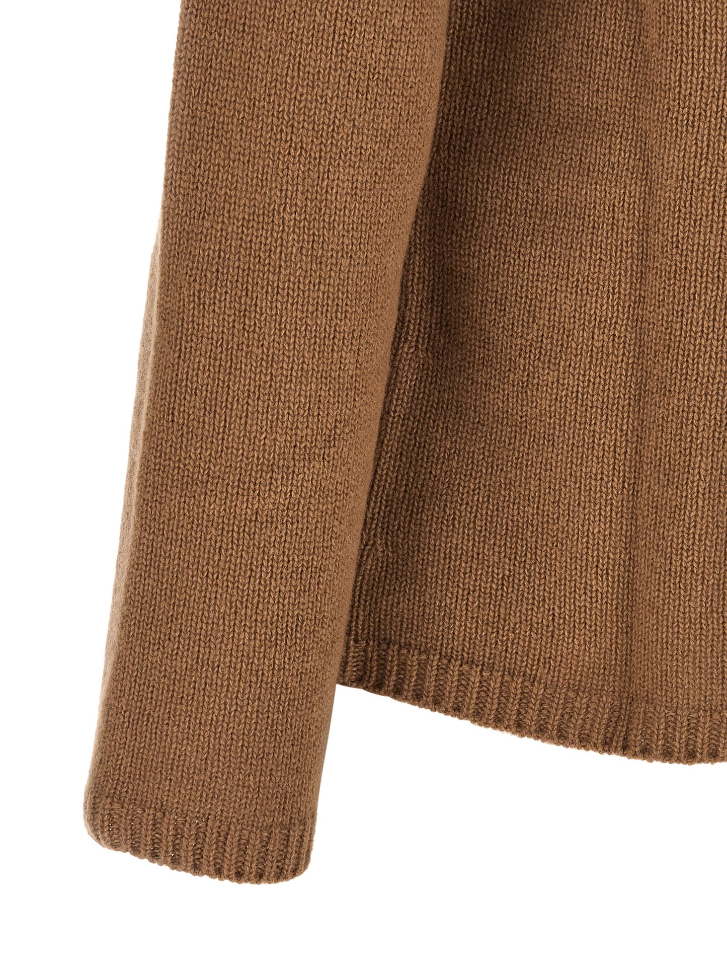 S Max Mara Women's Round Neck Cashmere & Polyamide Cardigan - Brown