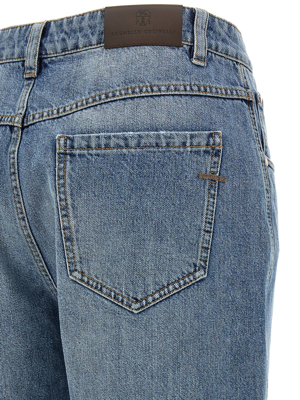 Brunello Cucinelli Women's Straight Leg Denim Cotton Jeans - Blue