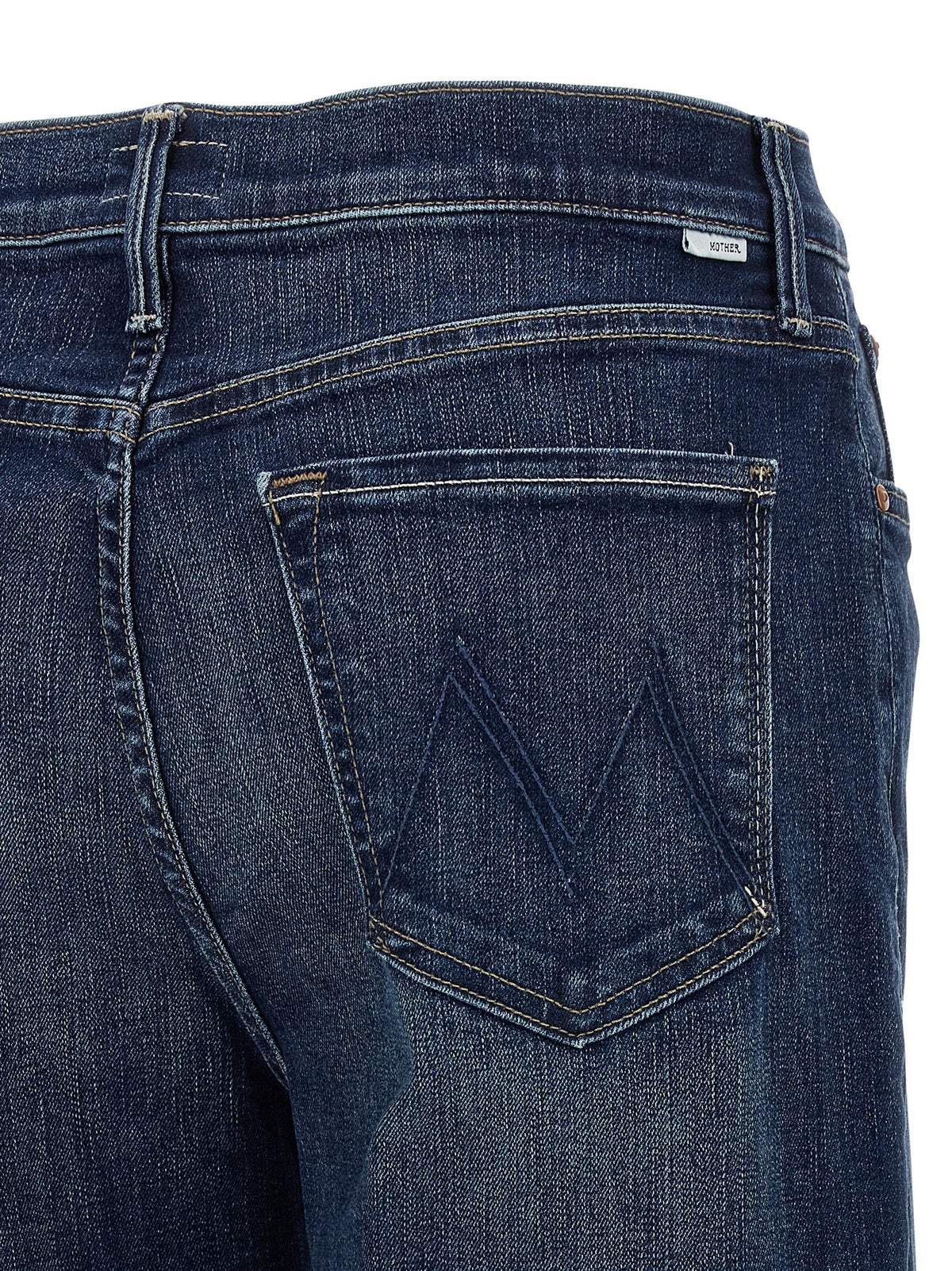 Mother Denim Women's Straight Leg Stretch Denim Cotton Jeans - Blue