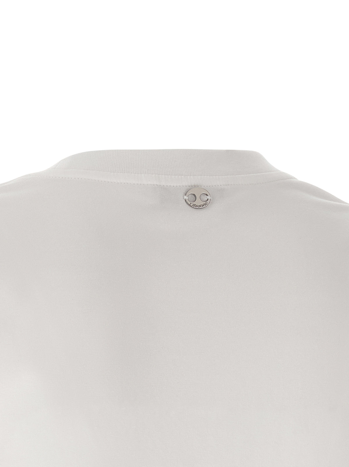 Paco Rabanne Women's Crop Top Short-Sleeve Crew Neck Stretch Cotton T-Shirt - White