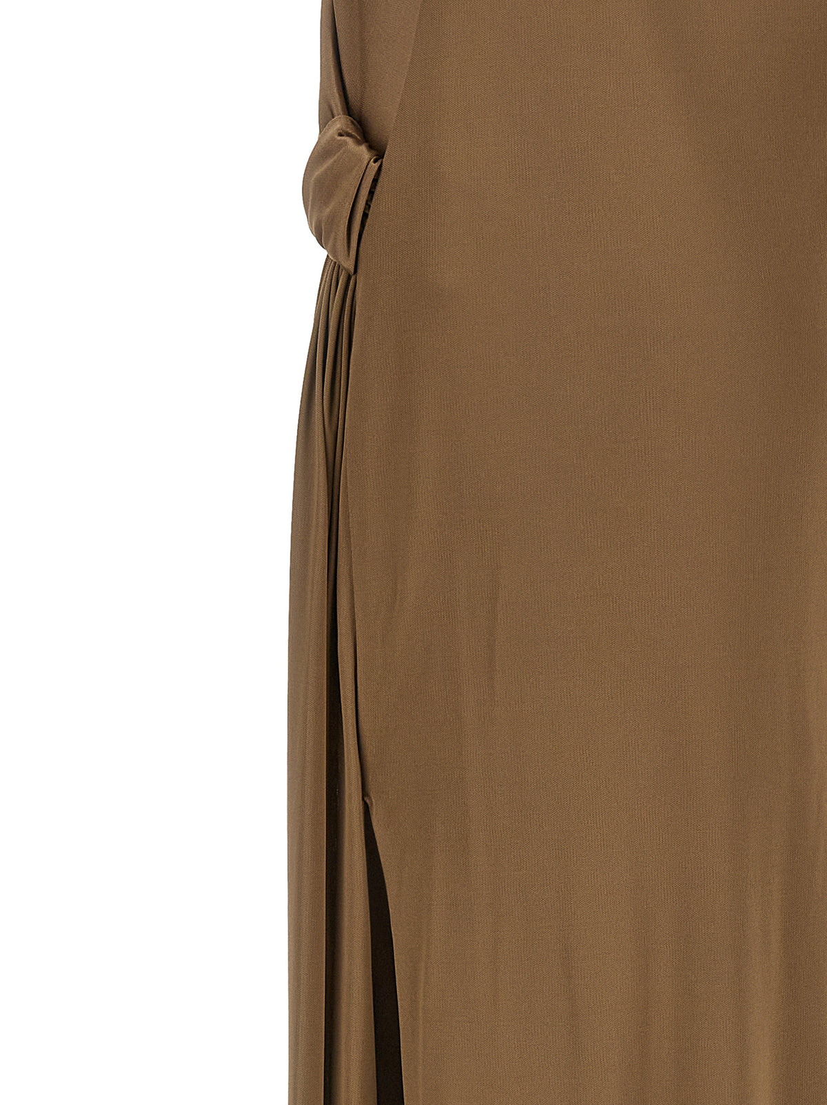 Elisabetta Franchi Ribbon Women's V Neck &Crew Viscose Long Dress - Beige Red
