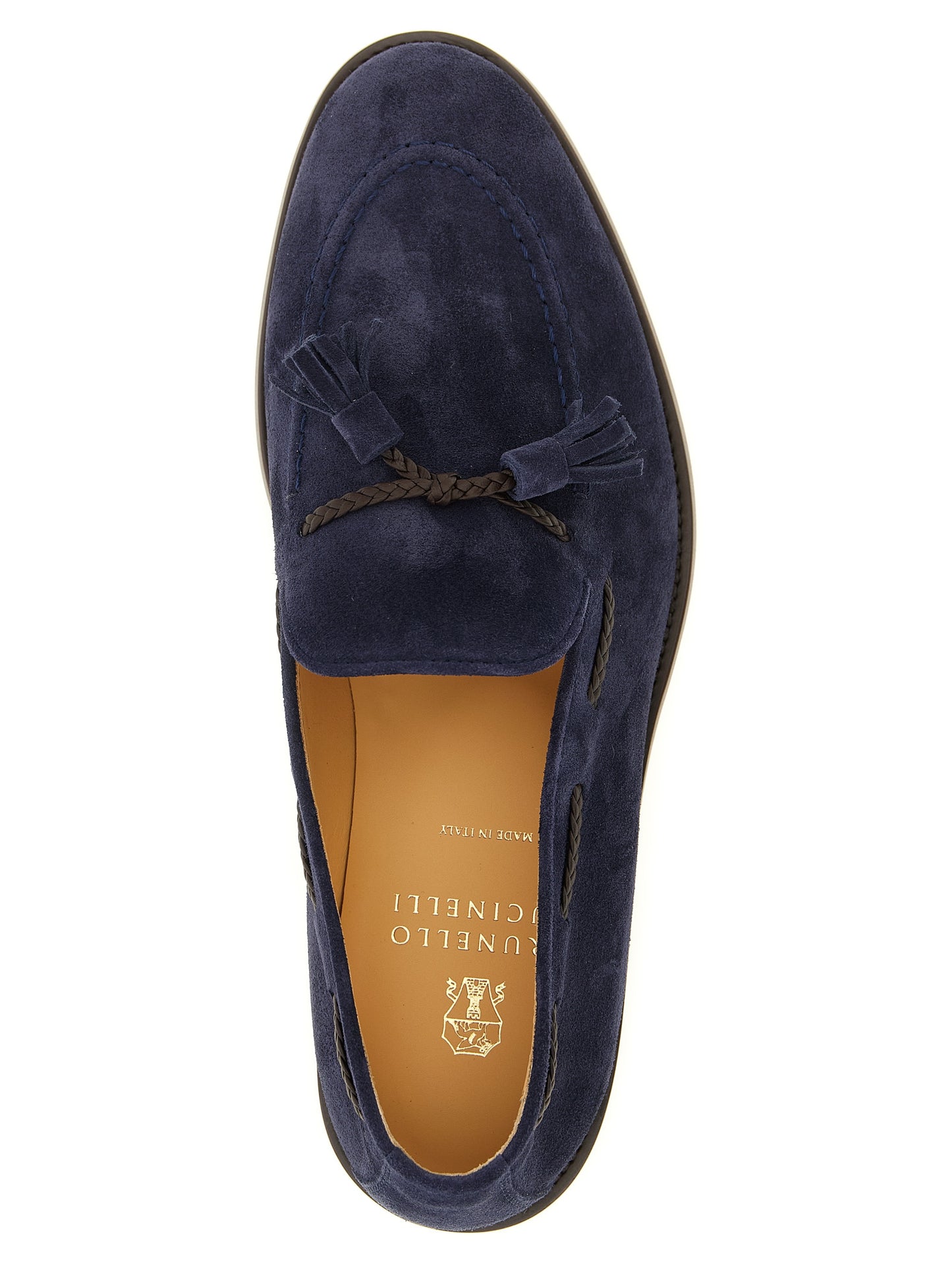 Brunello Cucinelli Men's Bos Taurus Suede Calfskin Leather Loafer Slip-On Shoes - Blue