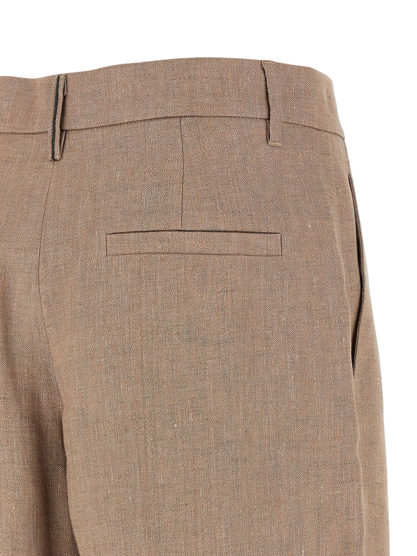 Brunello Cucinelli Essence Monile Women's Flared Wide Polyamide Metallized Fiber Twill Trousers - Multicolor Pink Signature